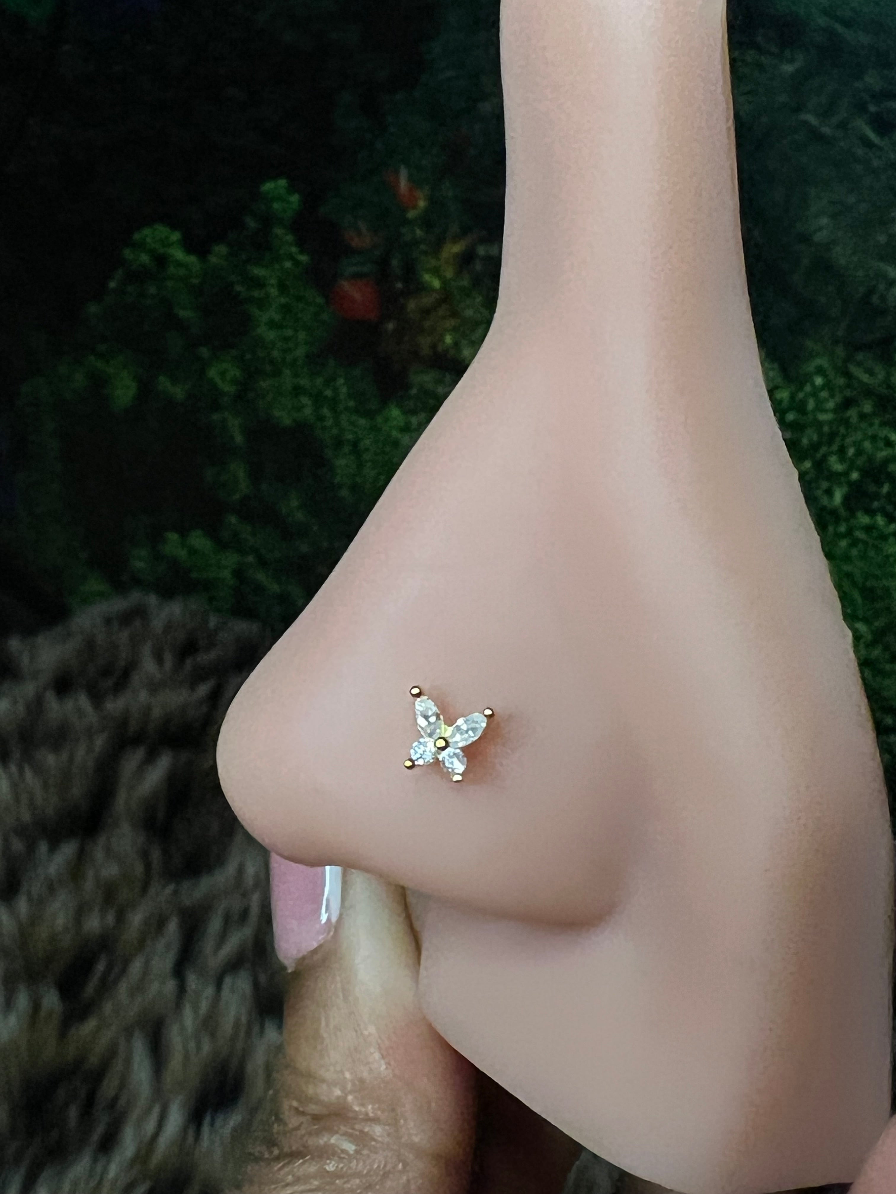 Bling butterfly nose ring
