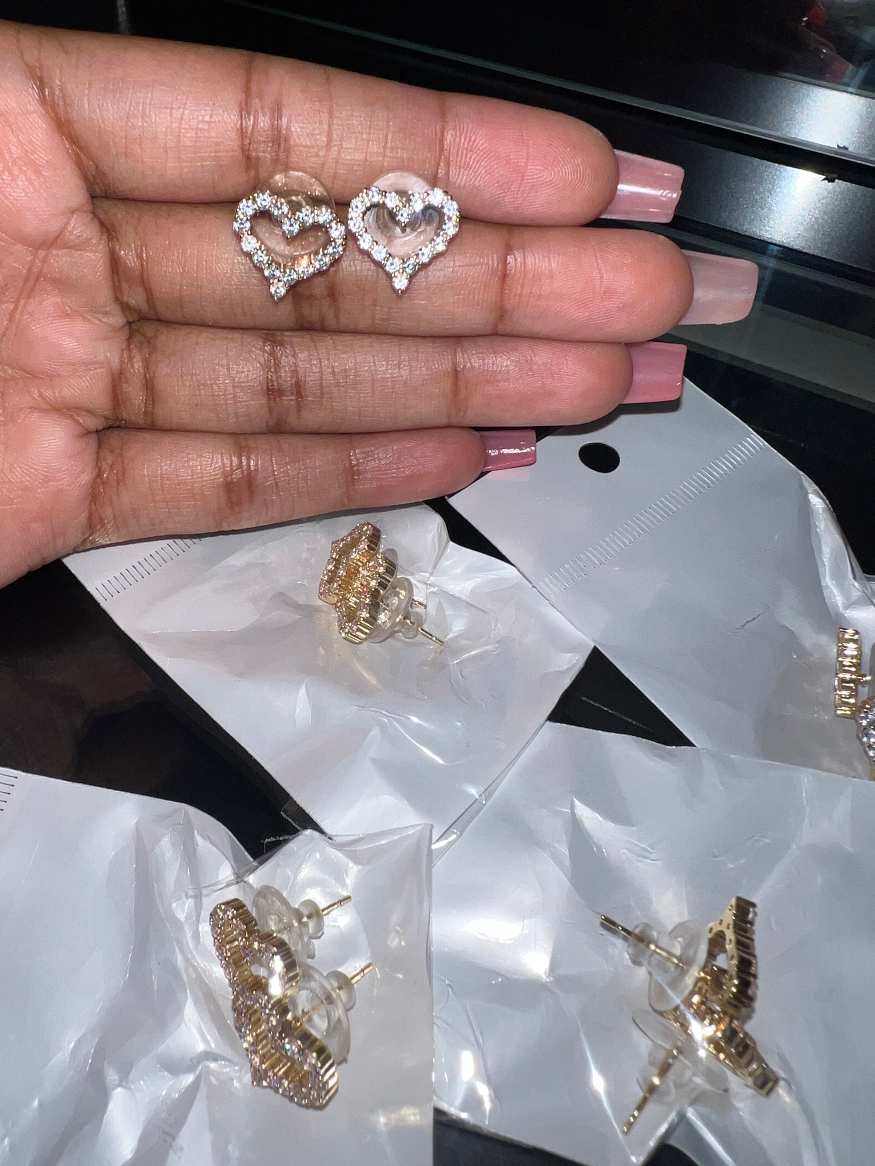Diamond heart earrings