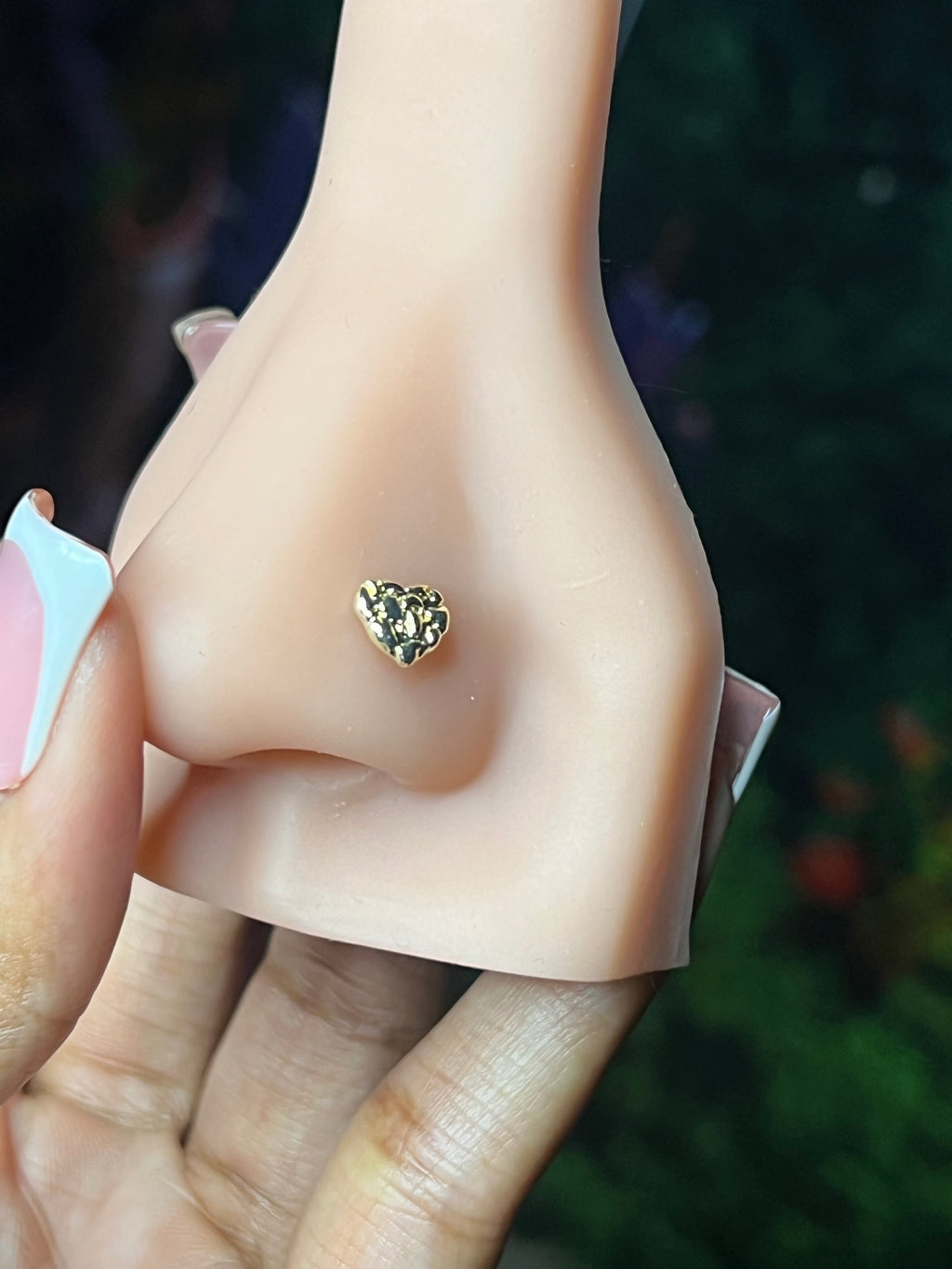 Large heart nugget Nose Ring , L shape