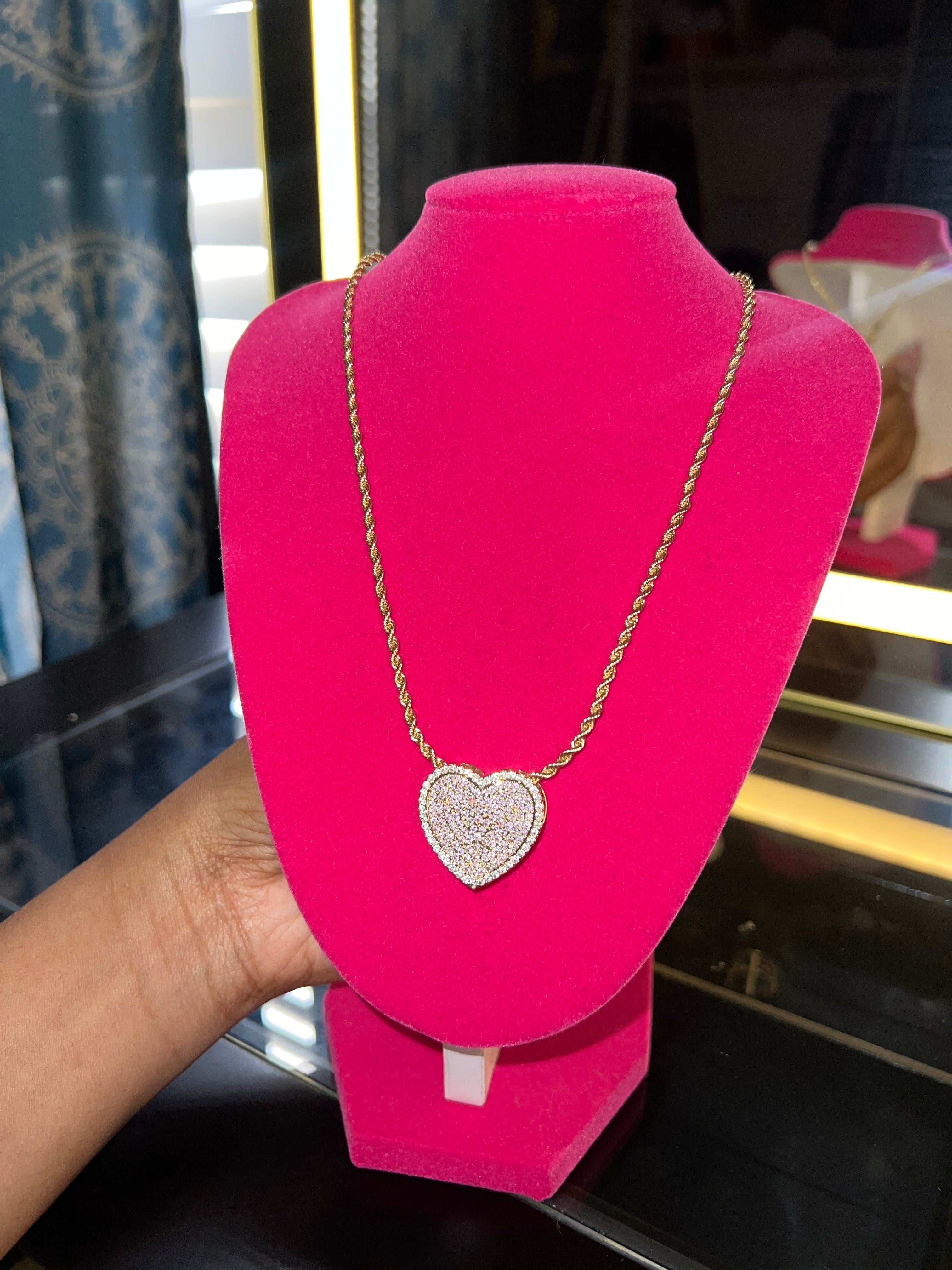Bling heart rope chain