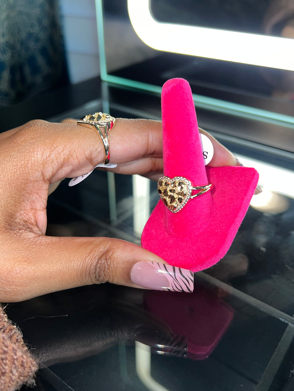 Bling nugget heart ring