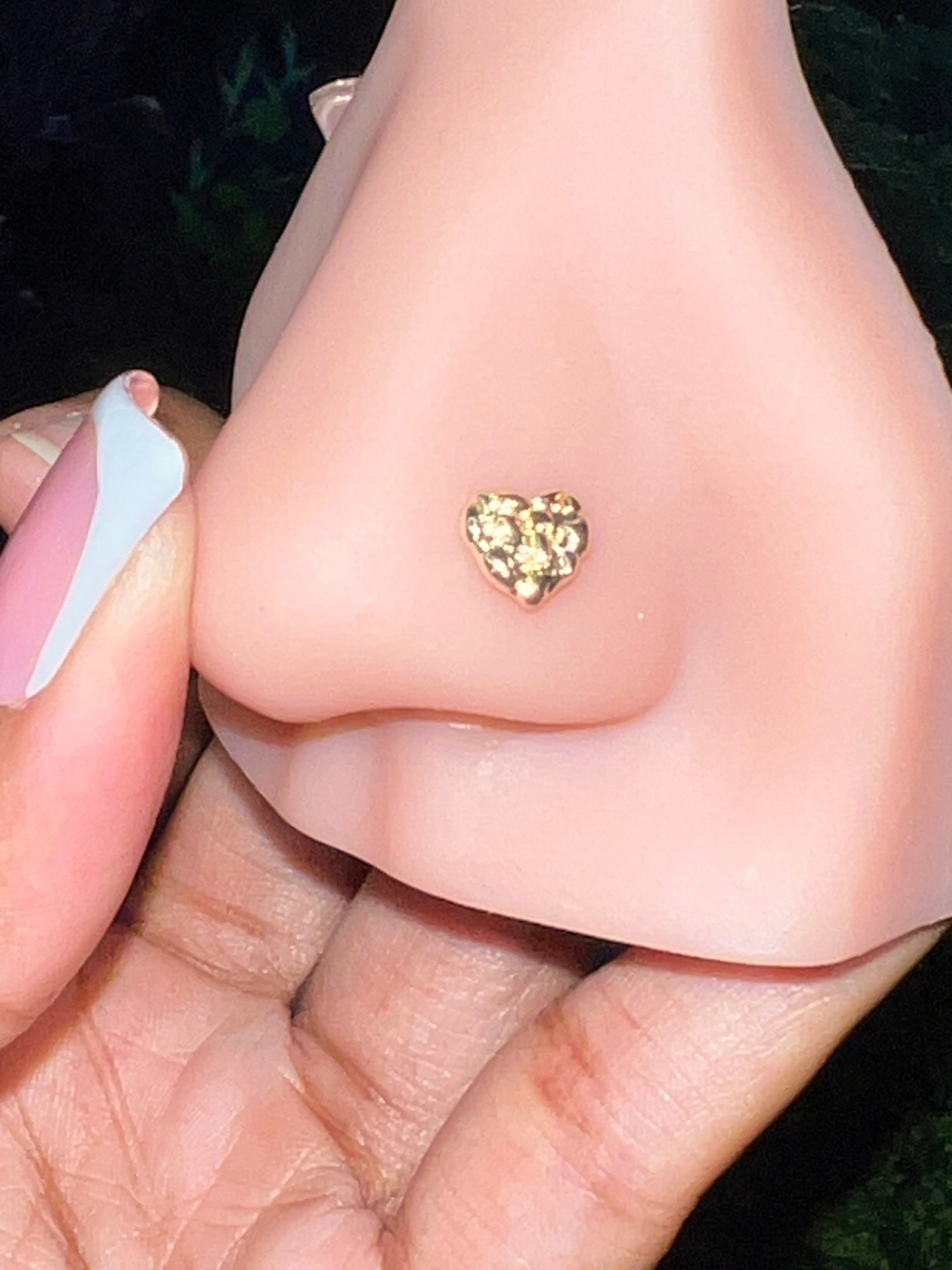 Large heart nugget Nose Ring , L shape