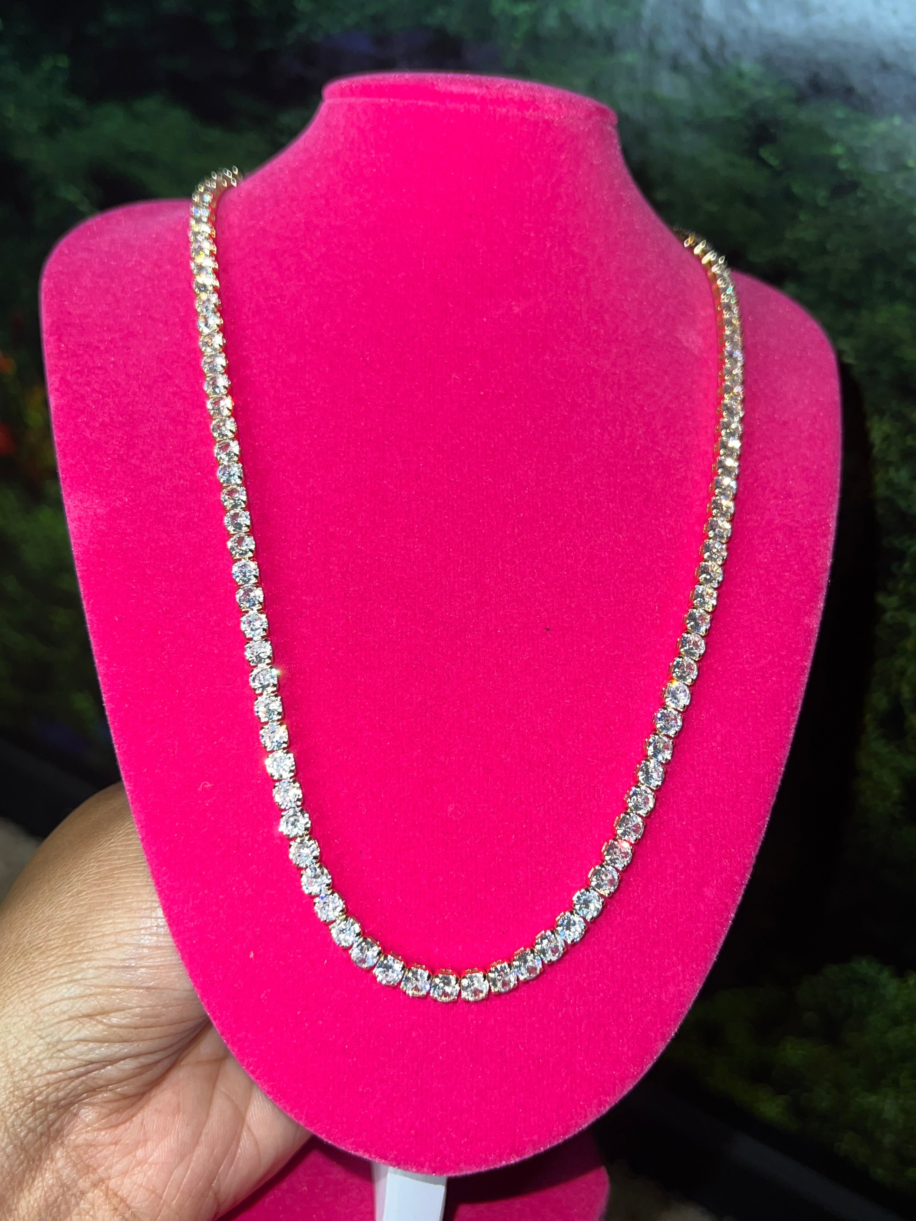 Gold tennis necklace 18 inch