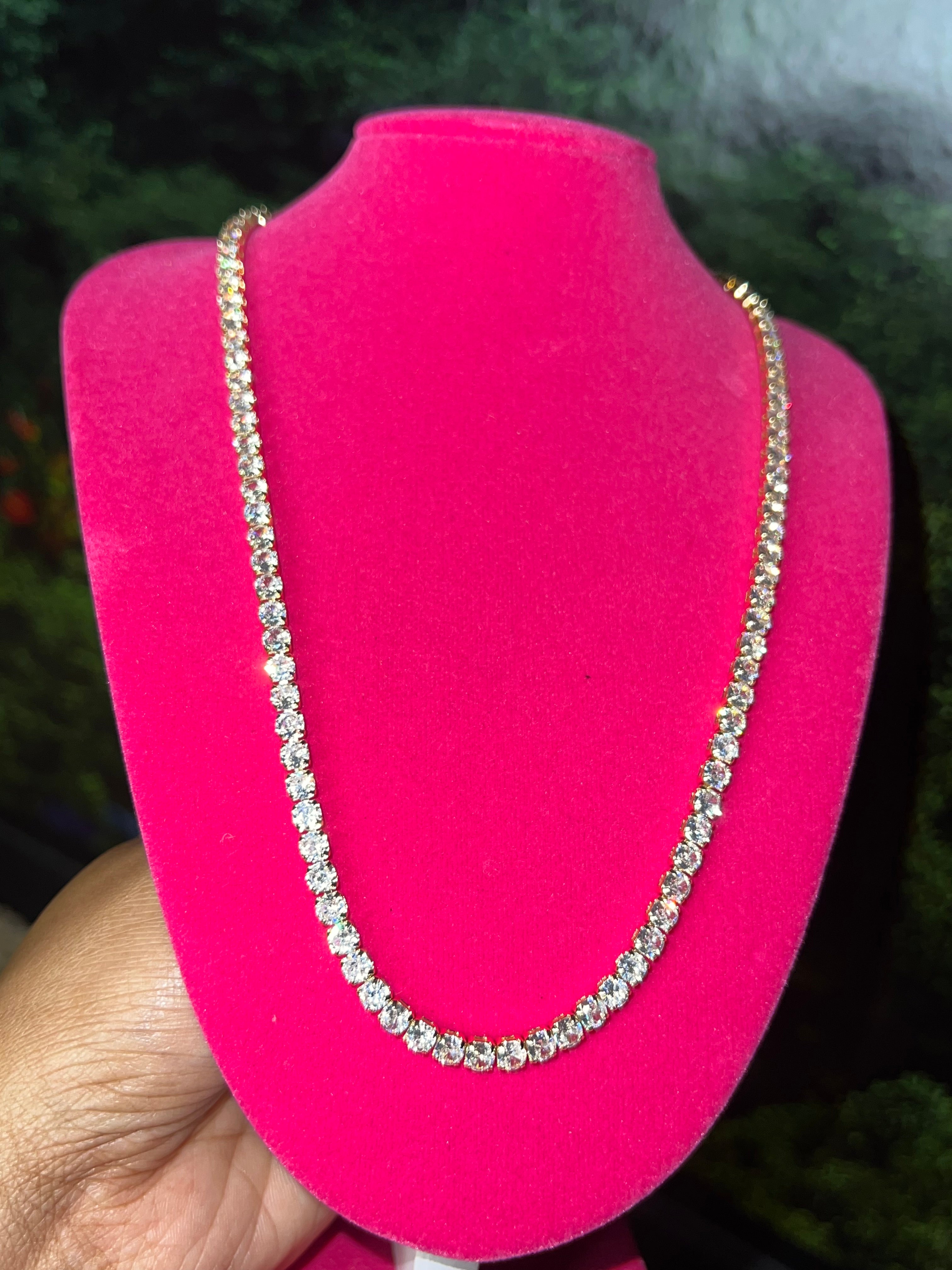 Gold tennis necklace 18 inch