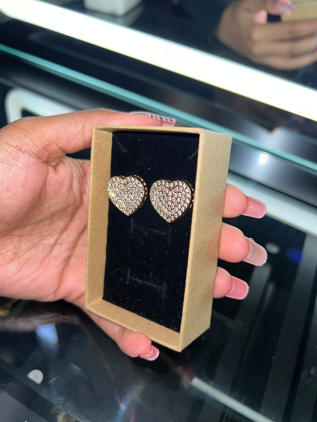 Pink Heart diamond earrings