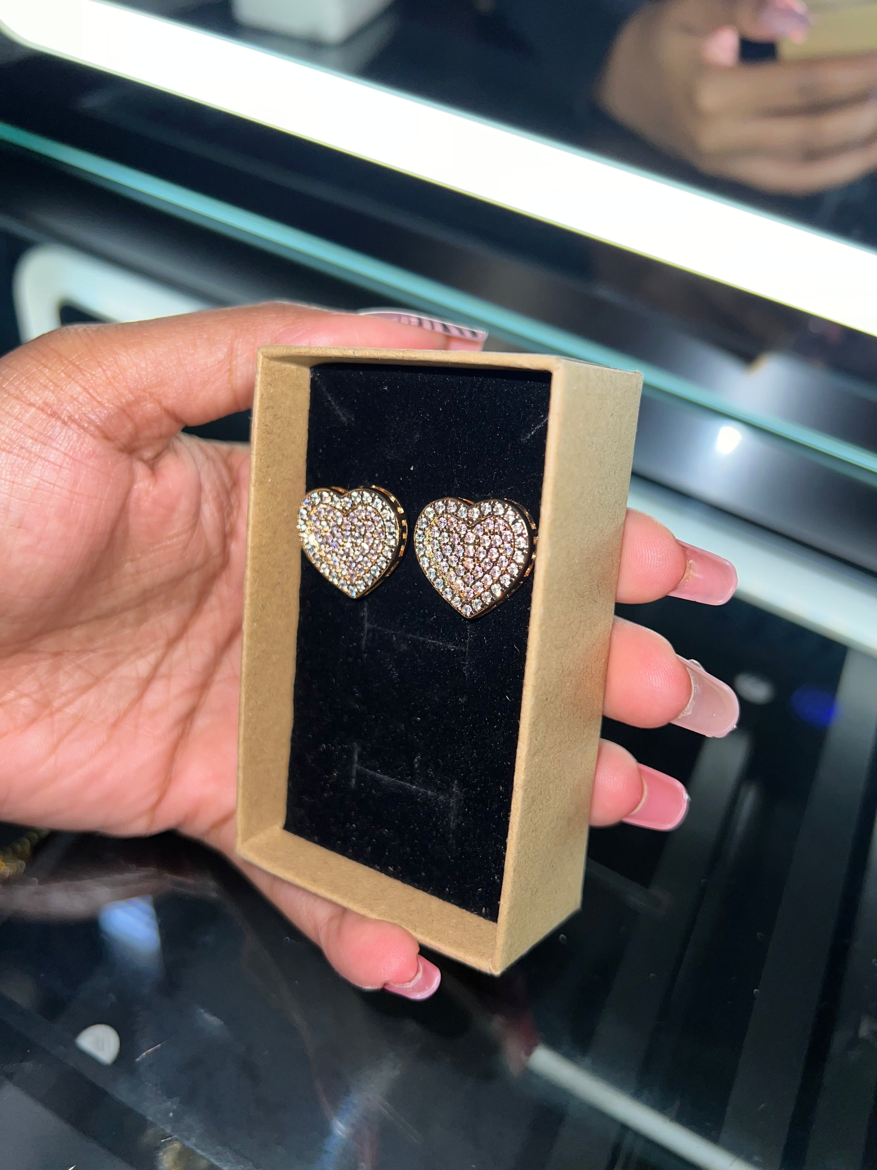 Pink Heart diamond earrings
