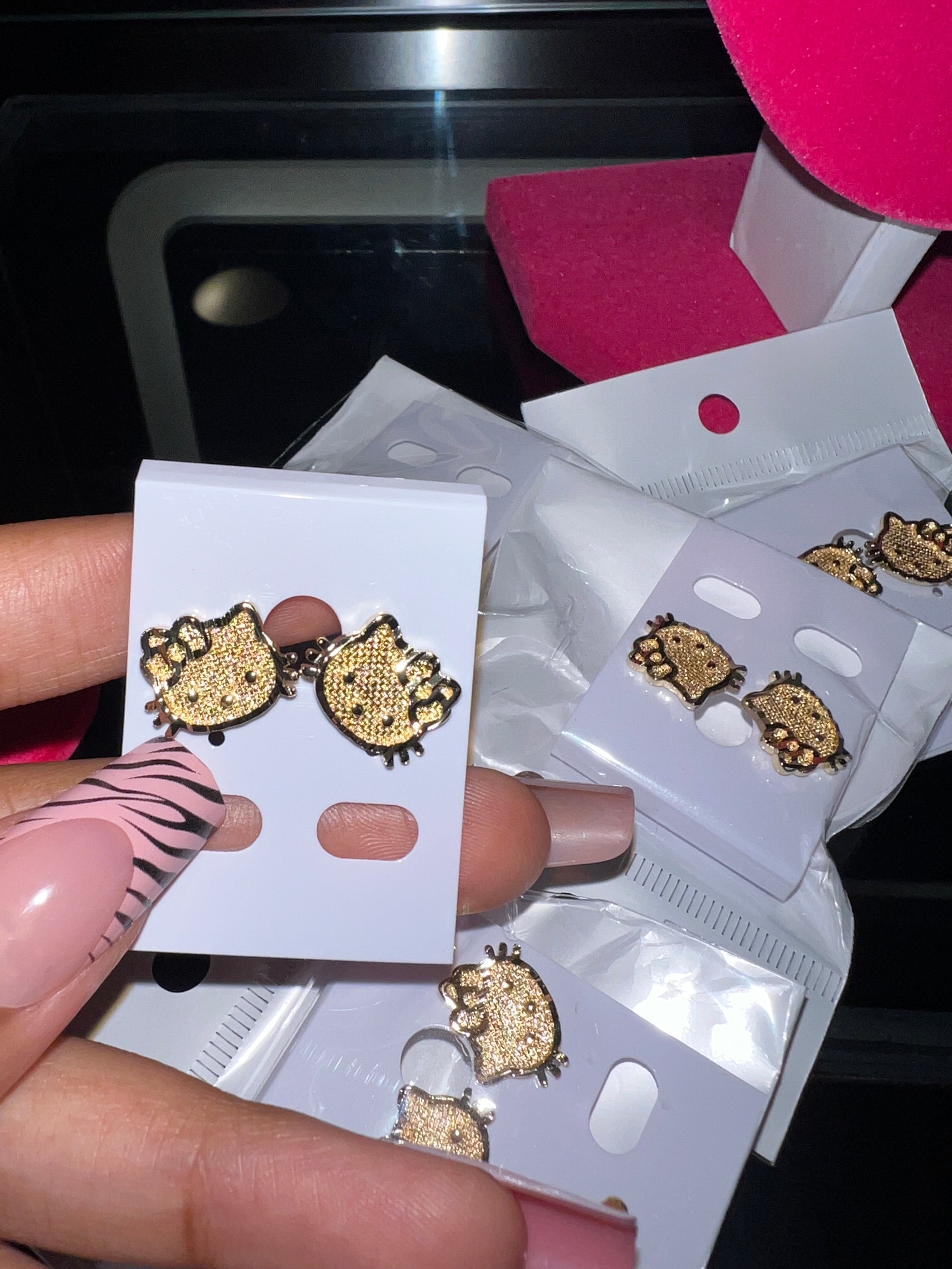 Gold kitty earrings