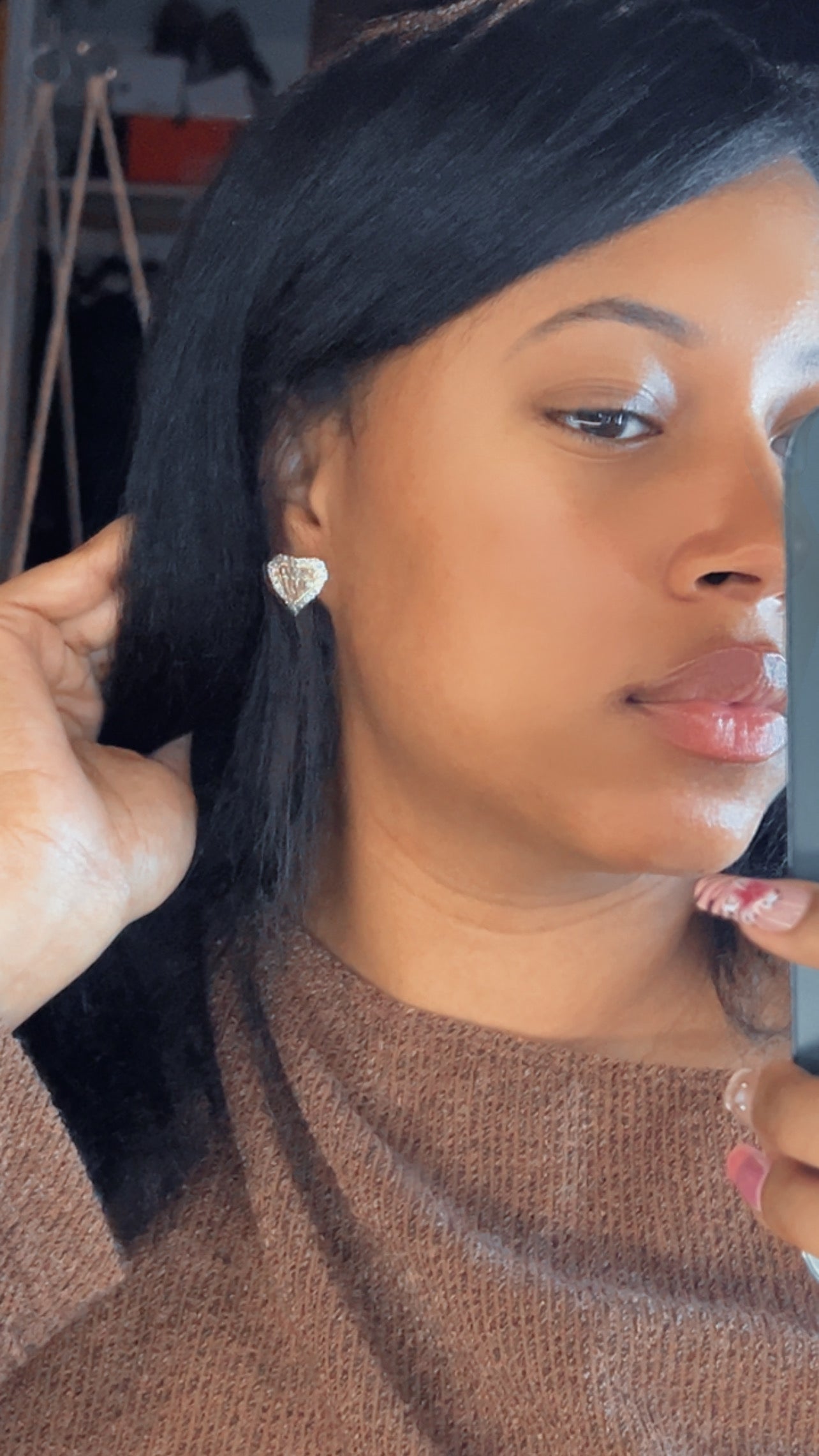 Bling heart studs