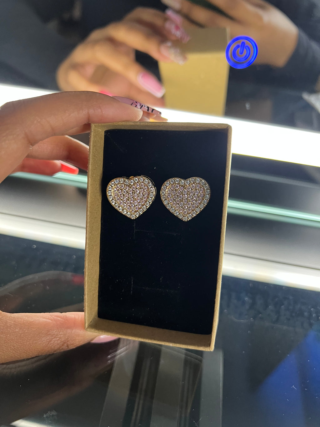 Pink Heart diamond earrings