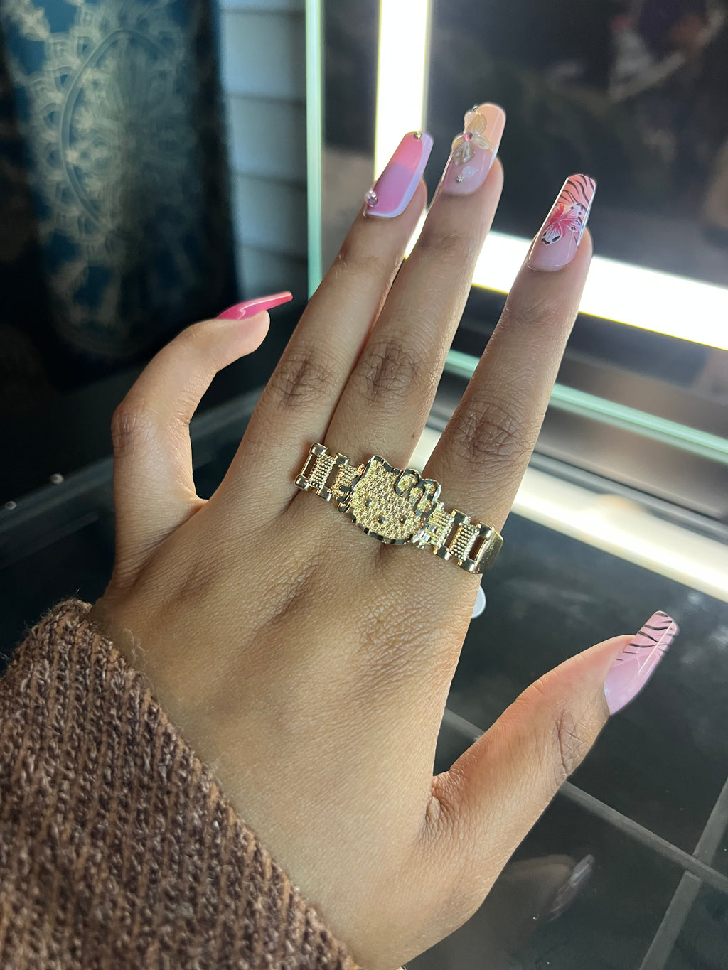 2 Finger hello kitty ring