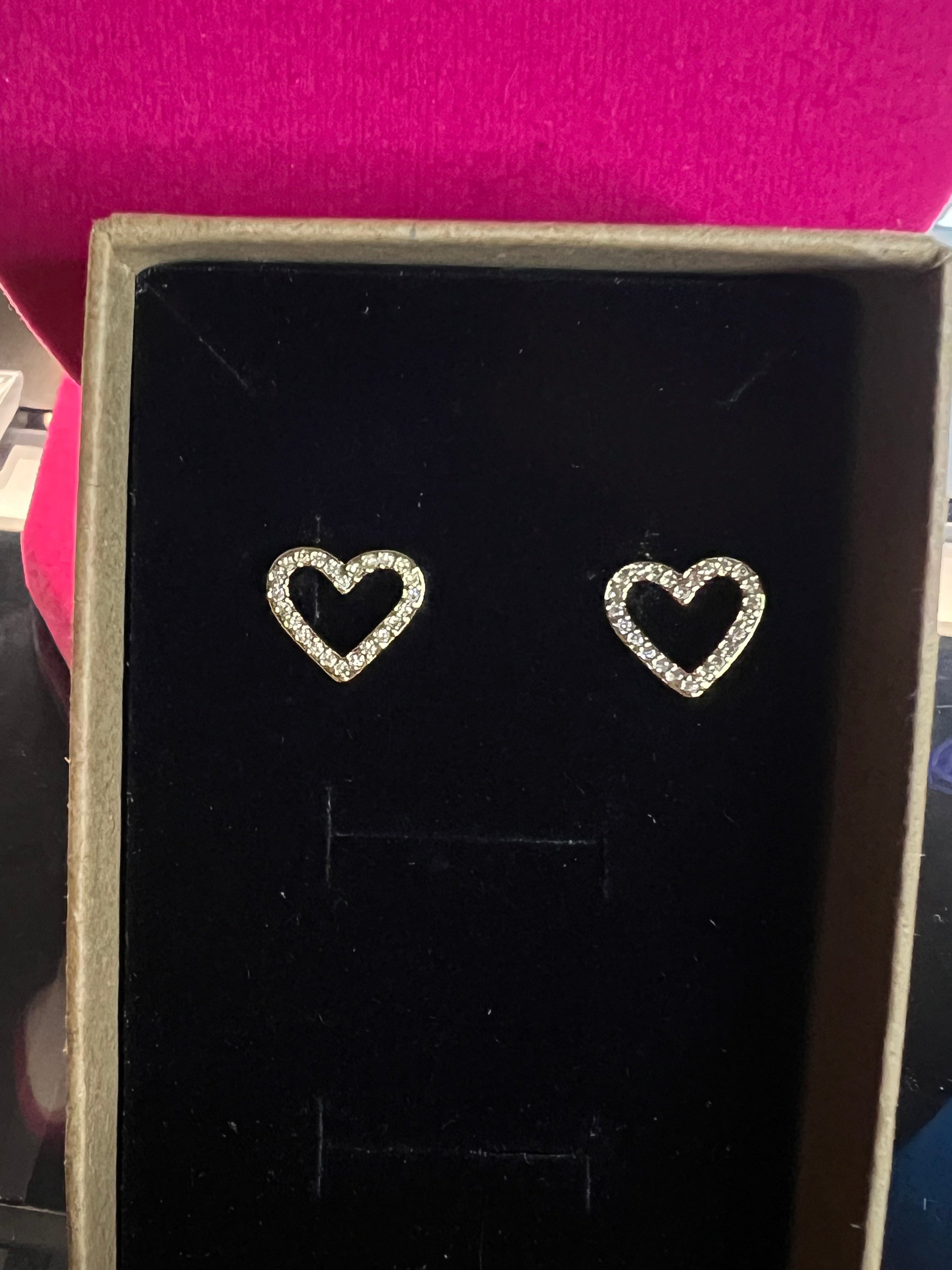 Small bling heart earrings