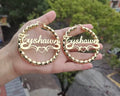 Custom name hoops with heart