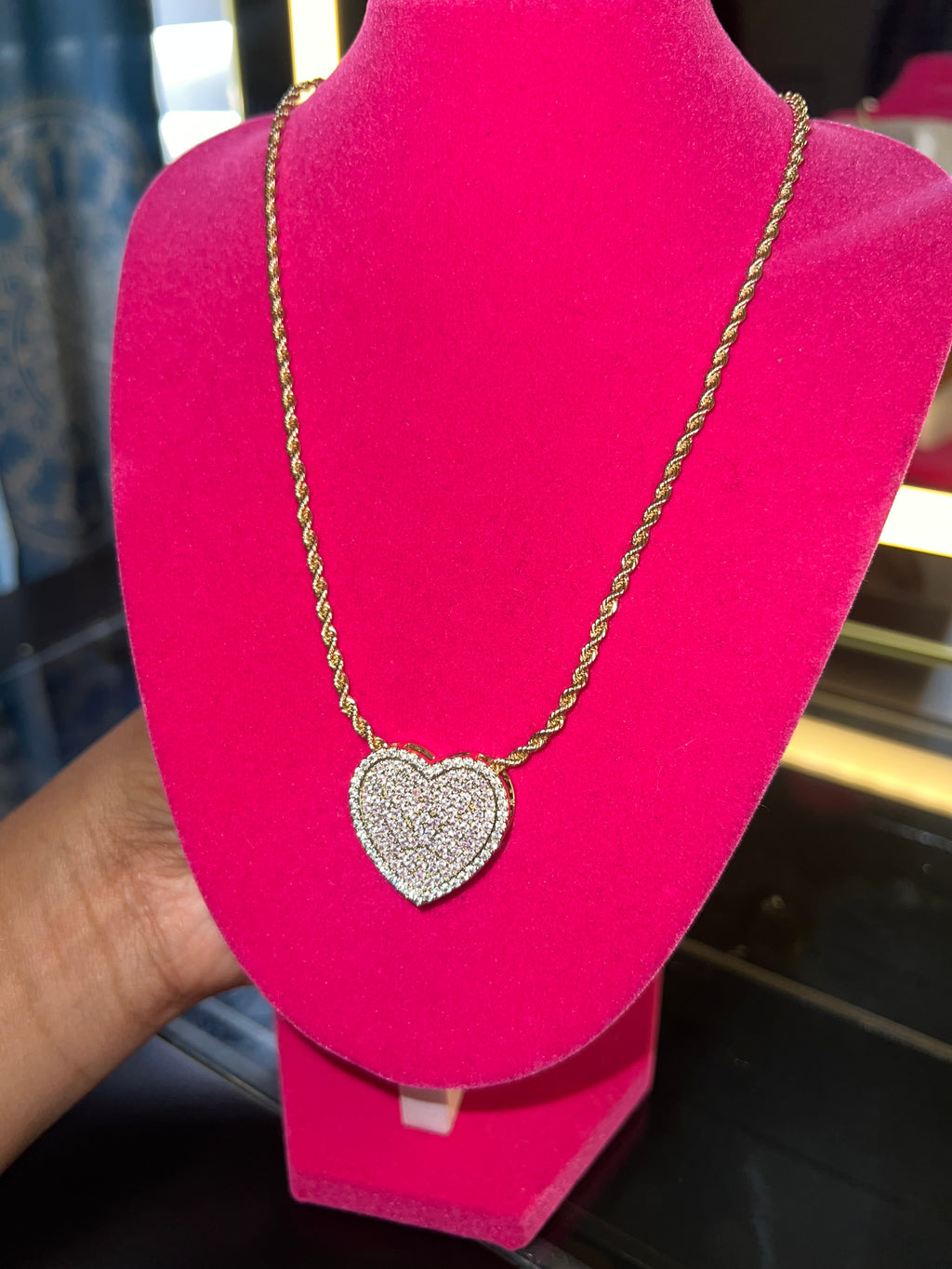 Bling heart rope chain
