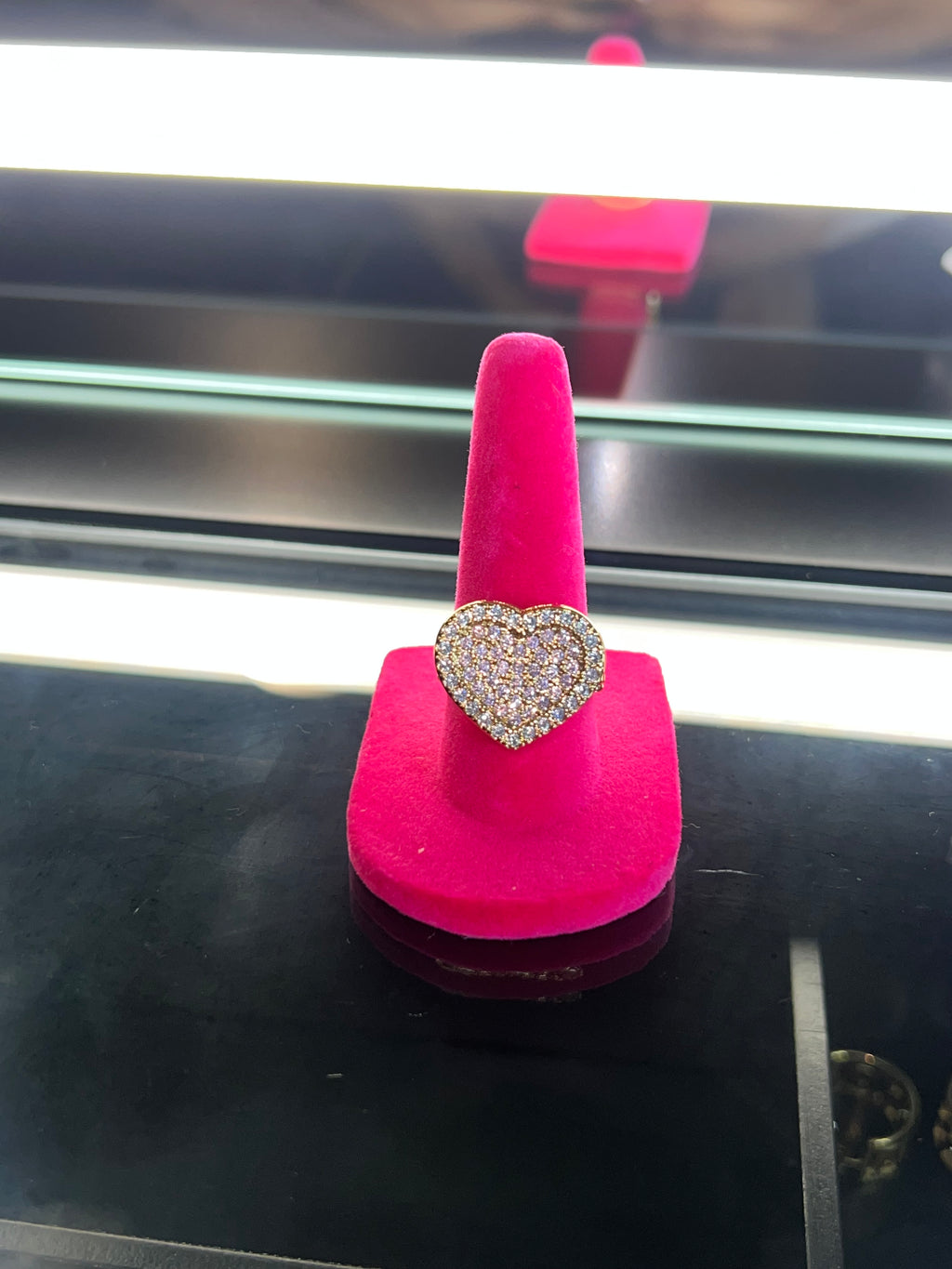 Pink bling heart ring