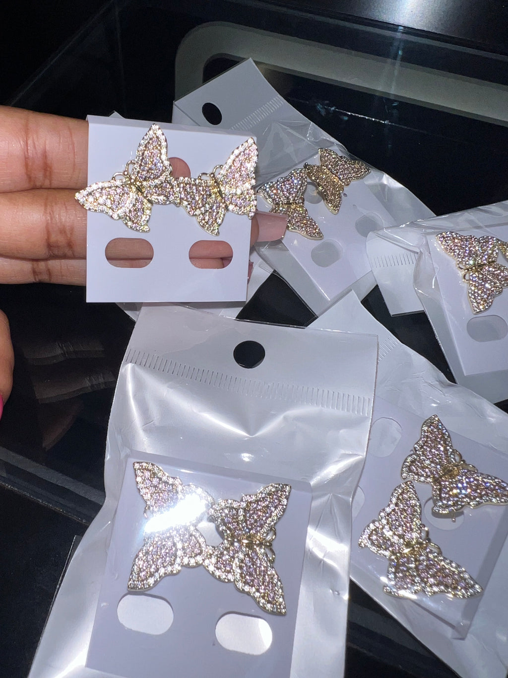 Bling butterfly earrings