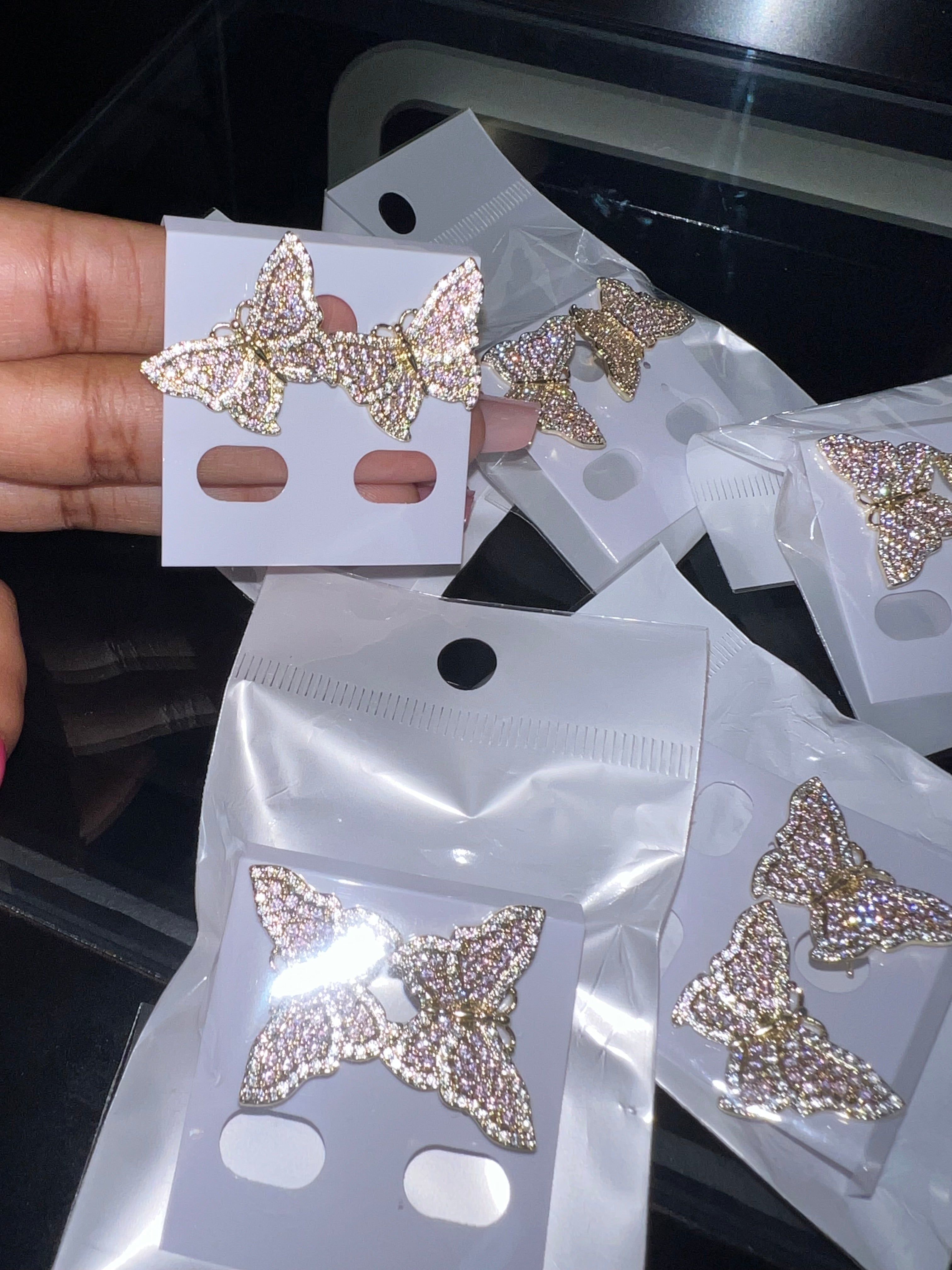 Bling butterfly earrings