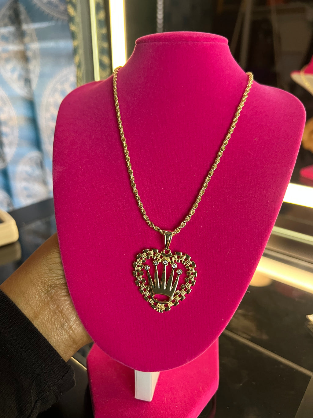 Rolex heart necklace with diamonds
