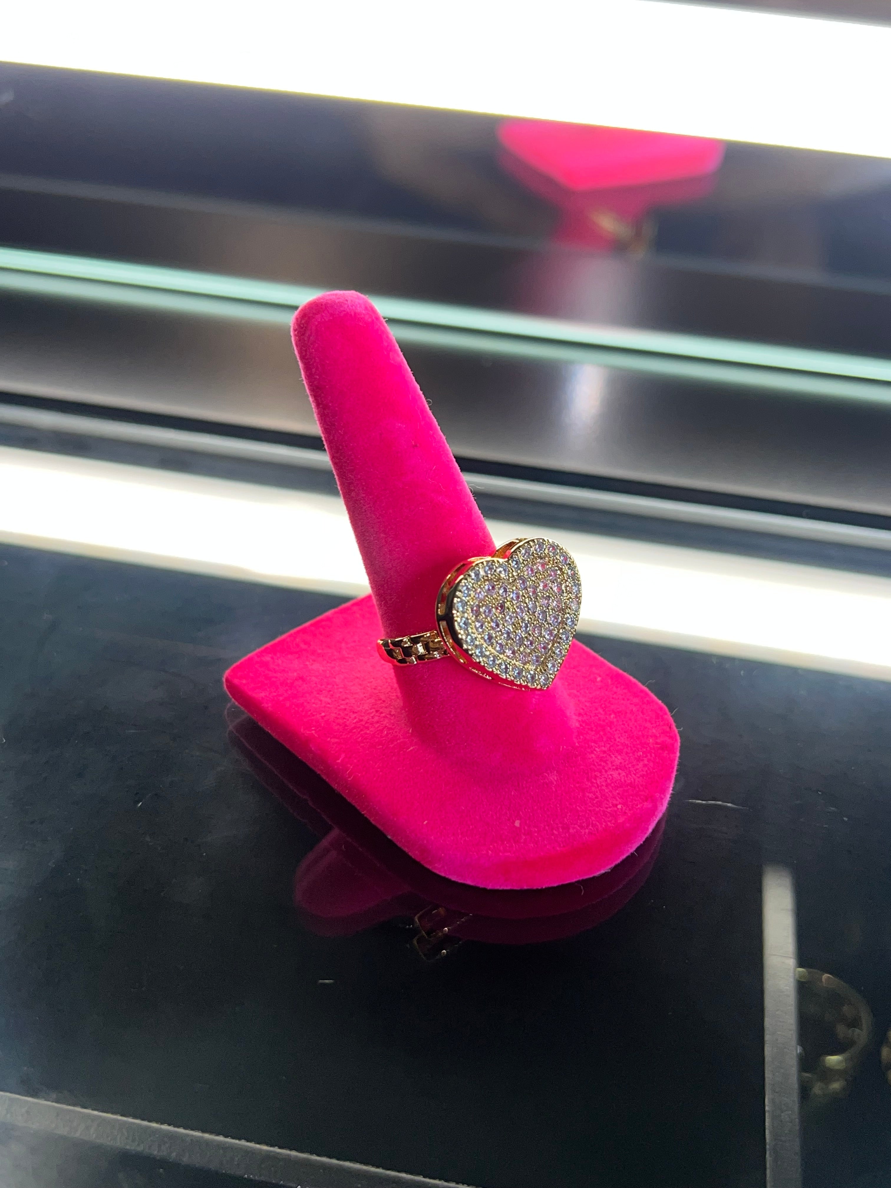 Pink bling heart ring