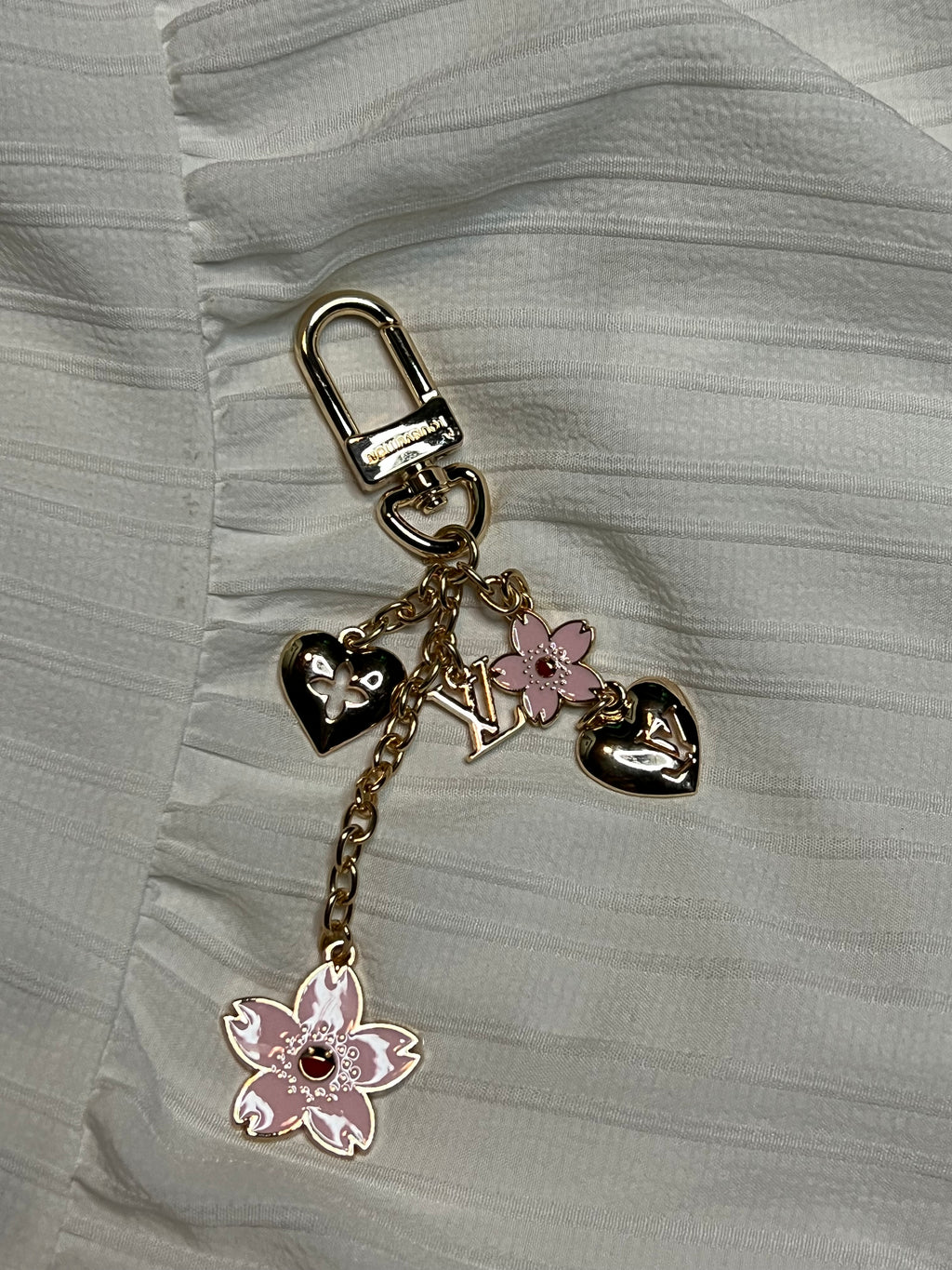 Pink flower keychain/bag charm