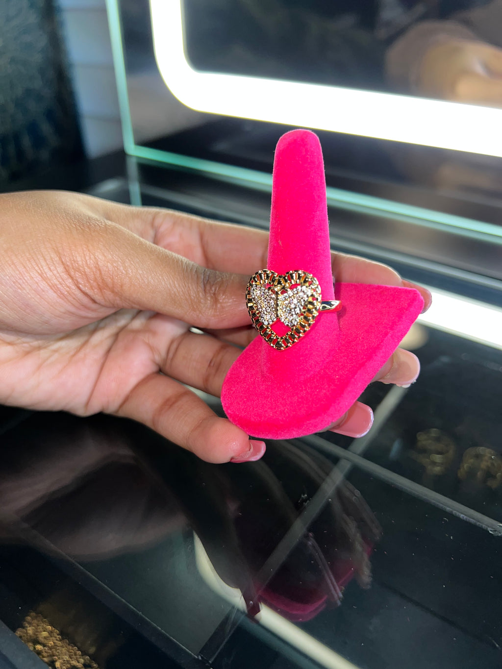 Bling butterfly Rolex heart ring