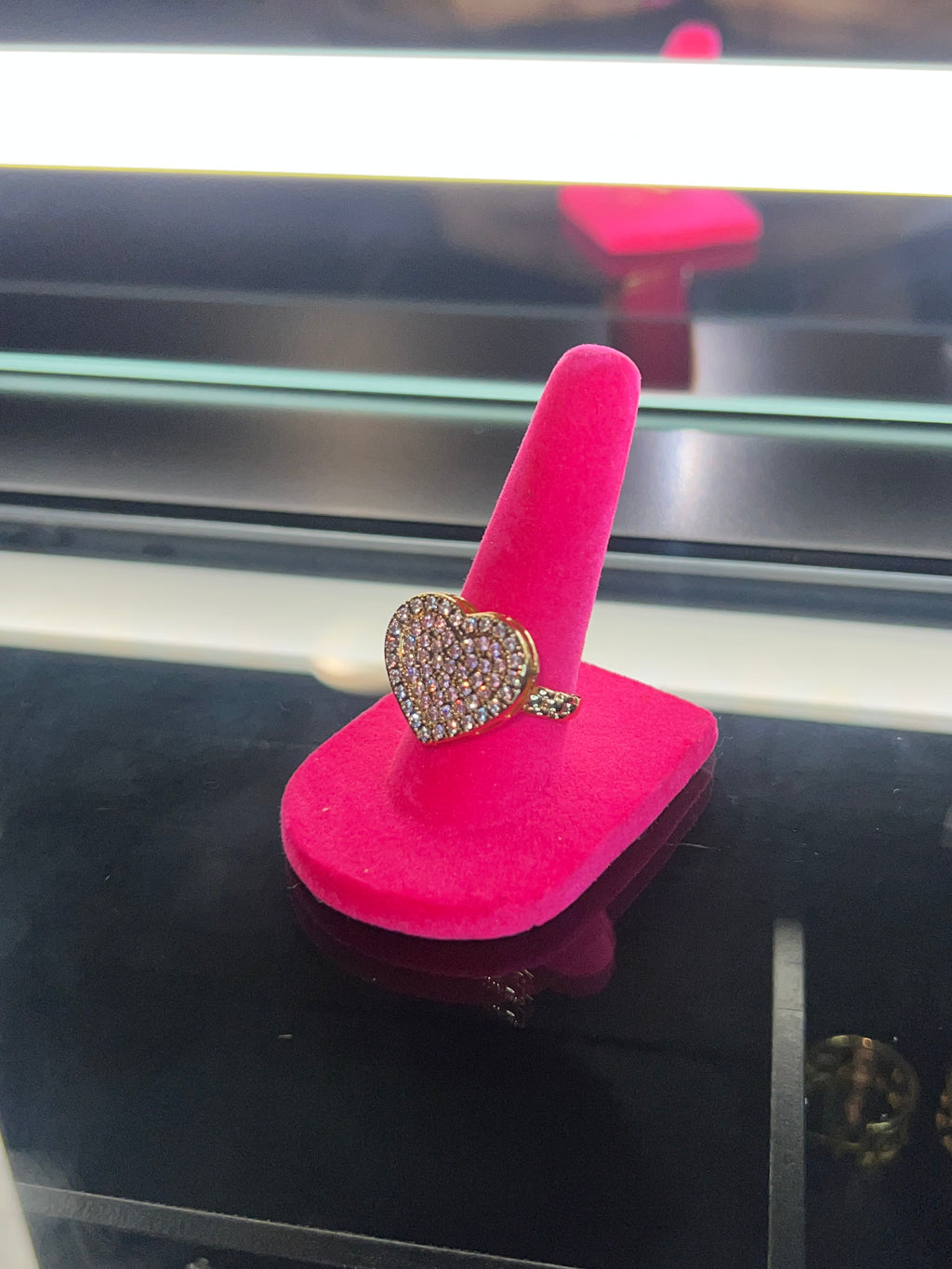 Pink bling heart ring