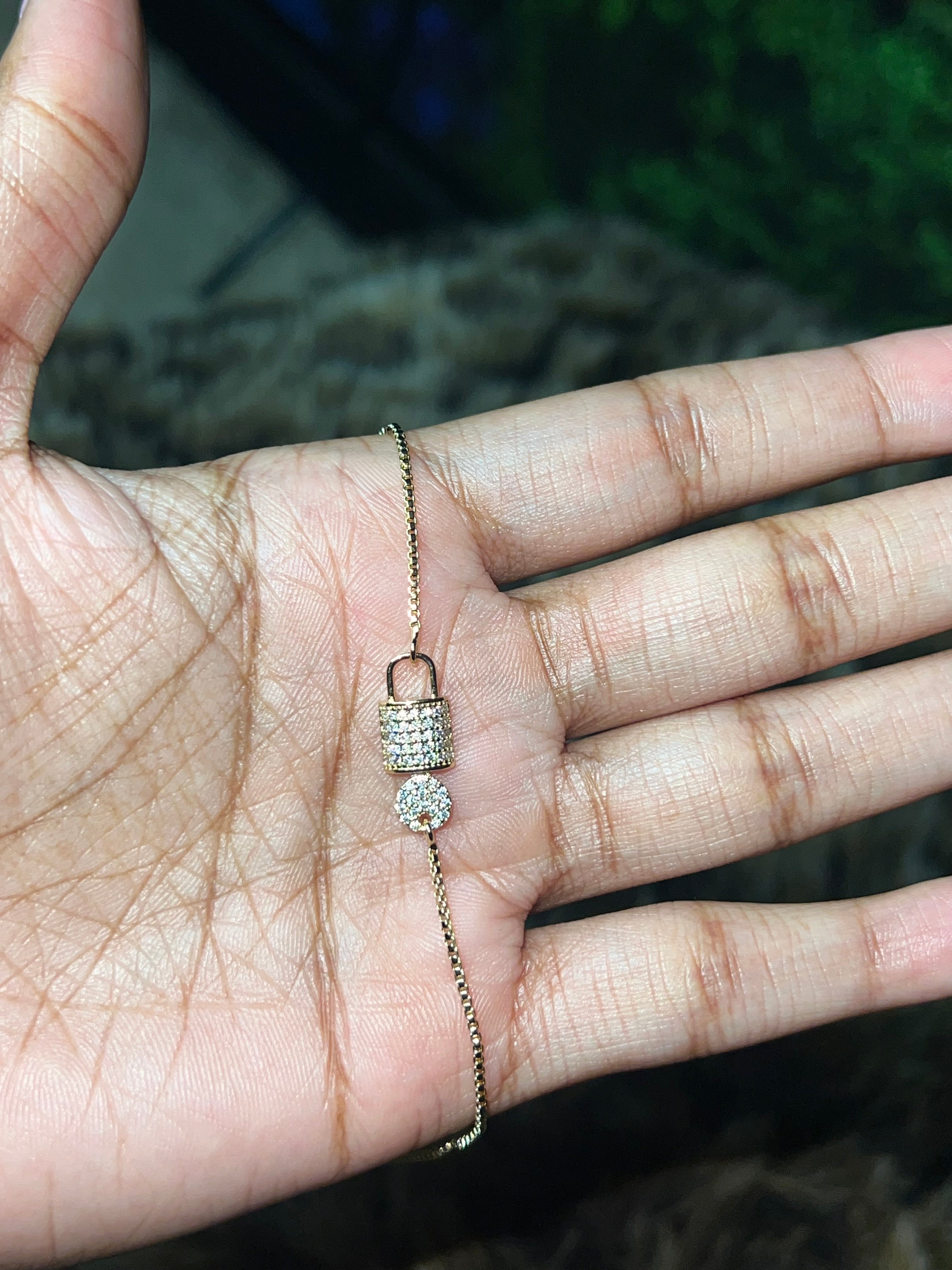 Bling Lock and key bracelet