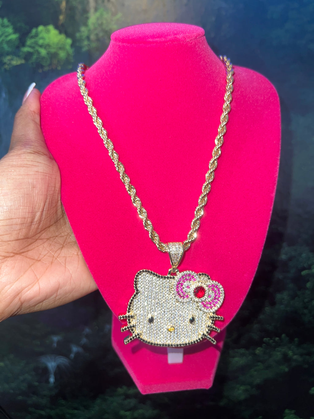 Large Bling Kitty Necklace