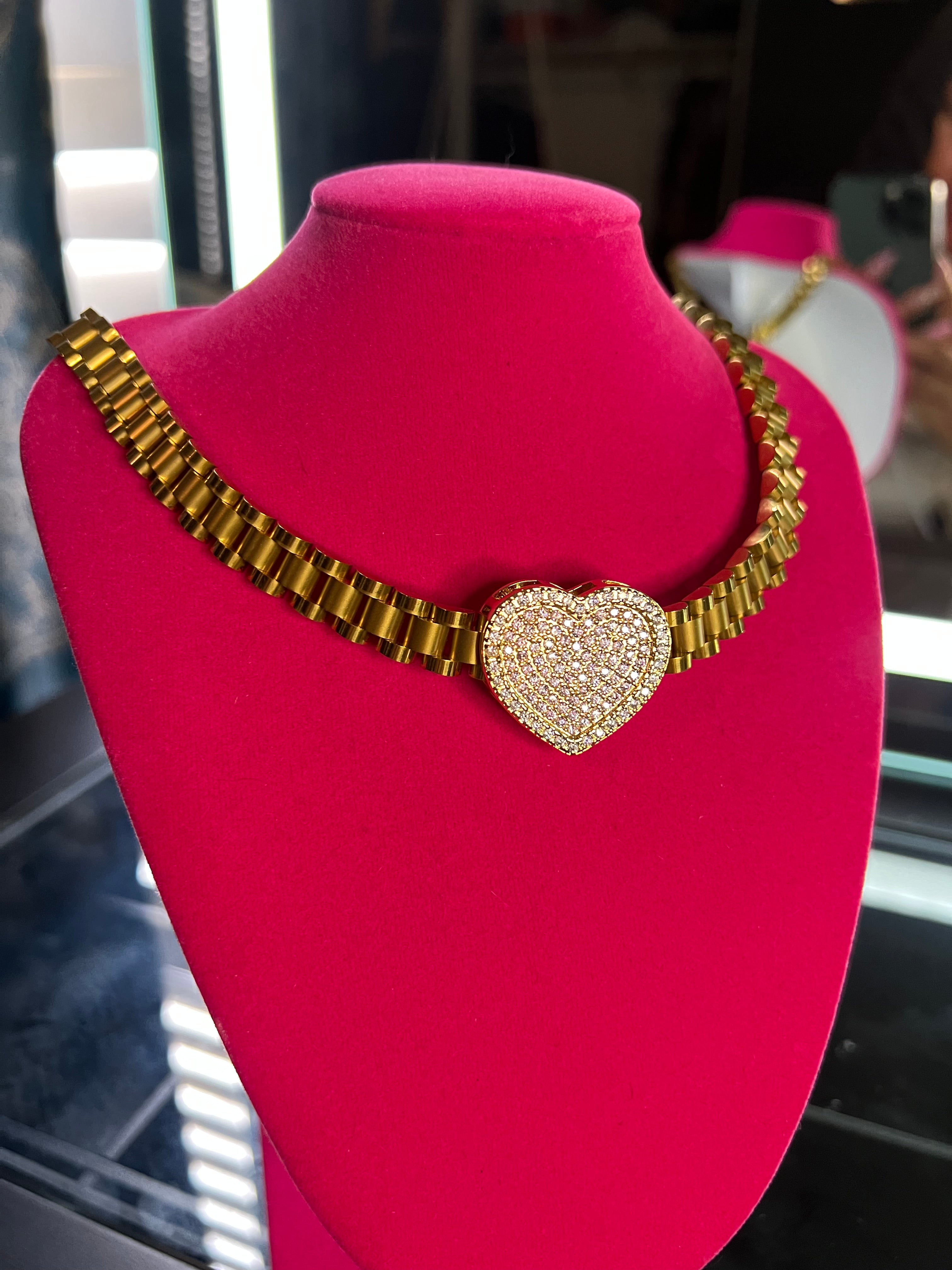 Bling heart Rolex chain