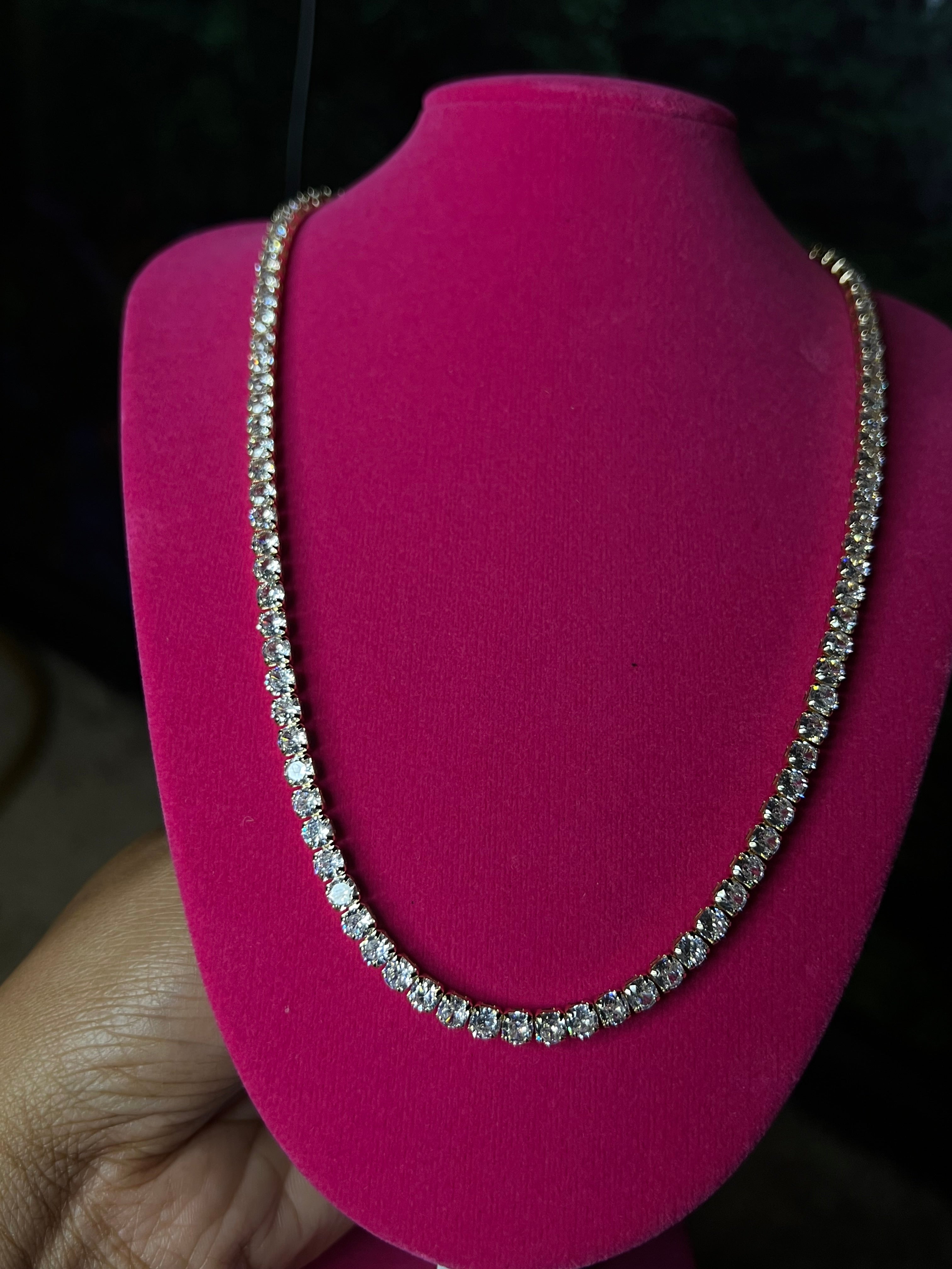 Gold tennis necklace 18 inch