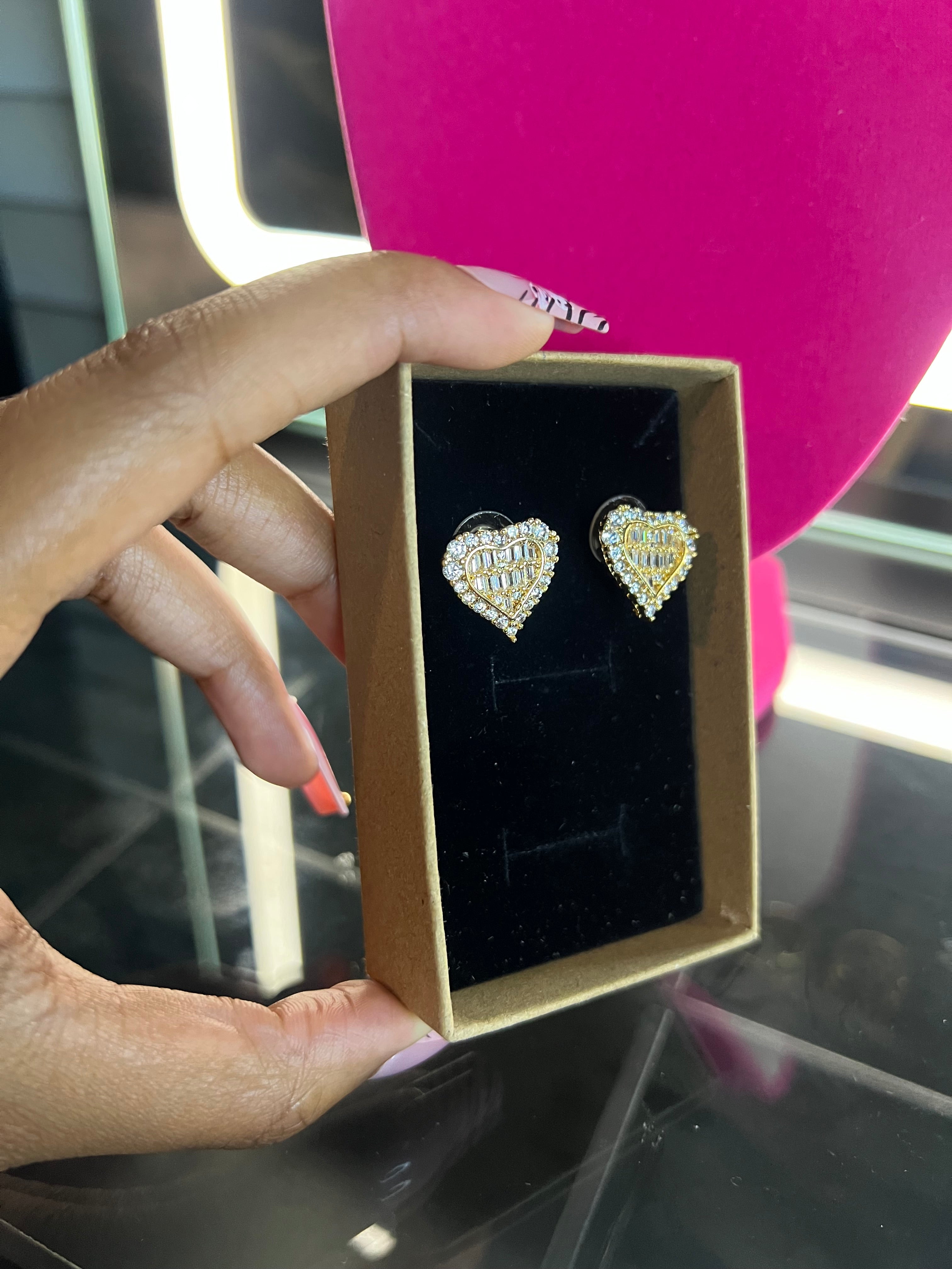 Bling heart studs