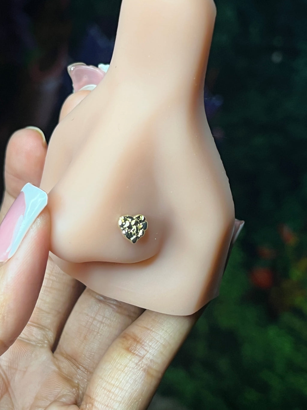 Large heart nugget Nose Ring , L shape