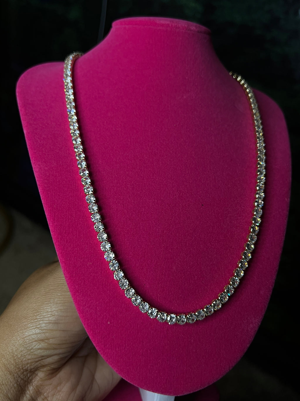 Gold tennis necklace 18 inch
