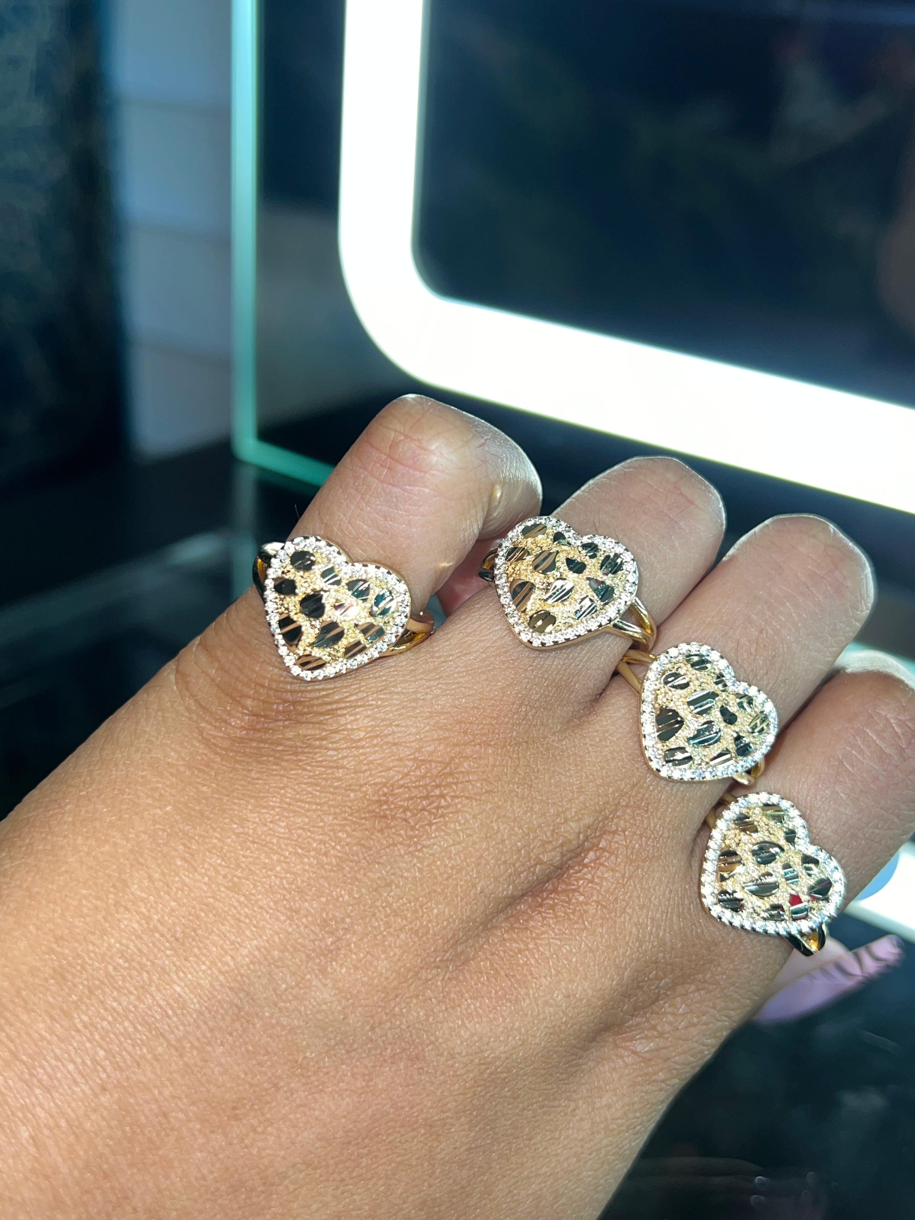 Bling nugget heart ring