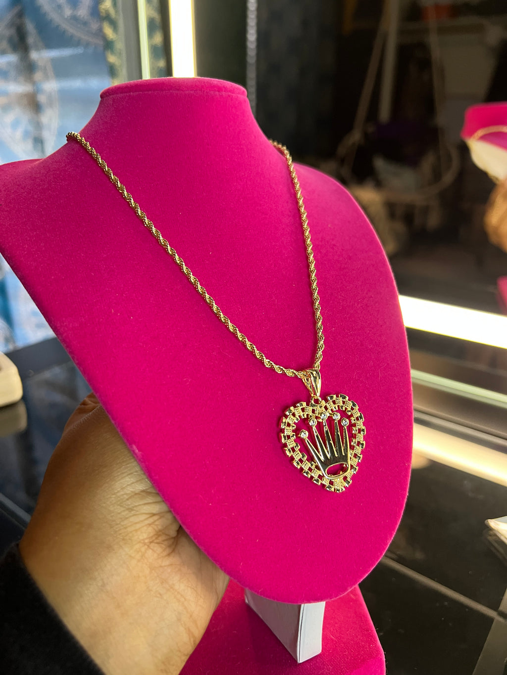 Rolex heart necklace with diamonds