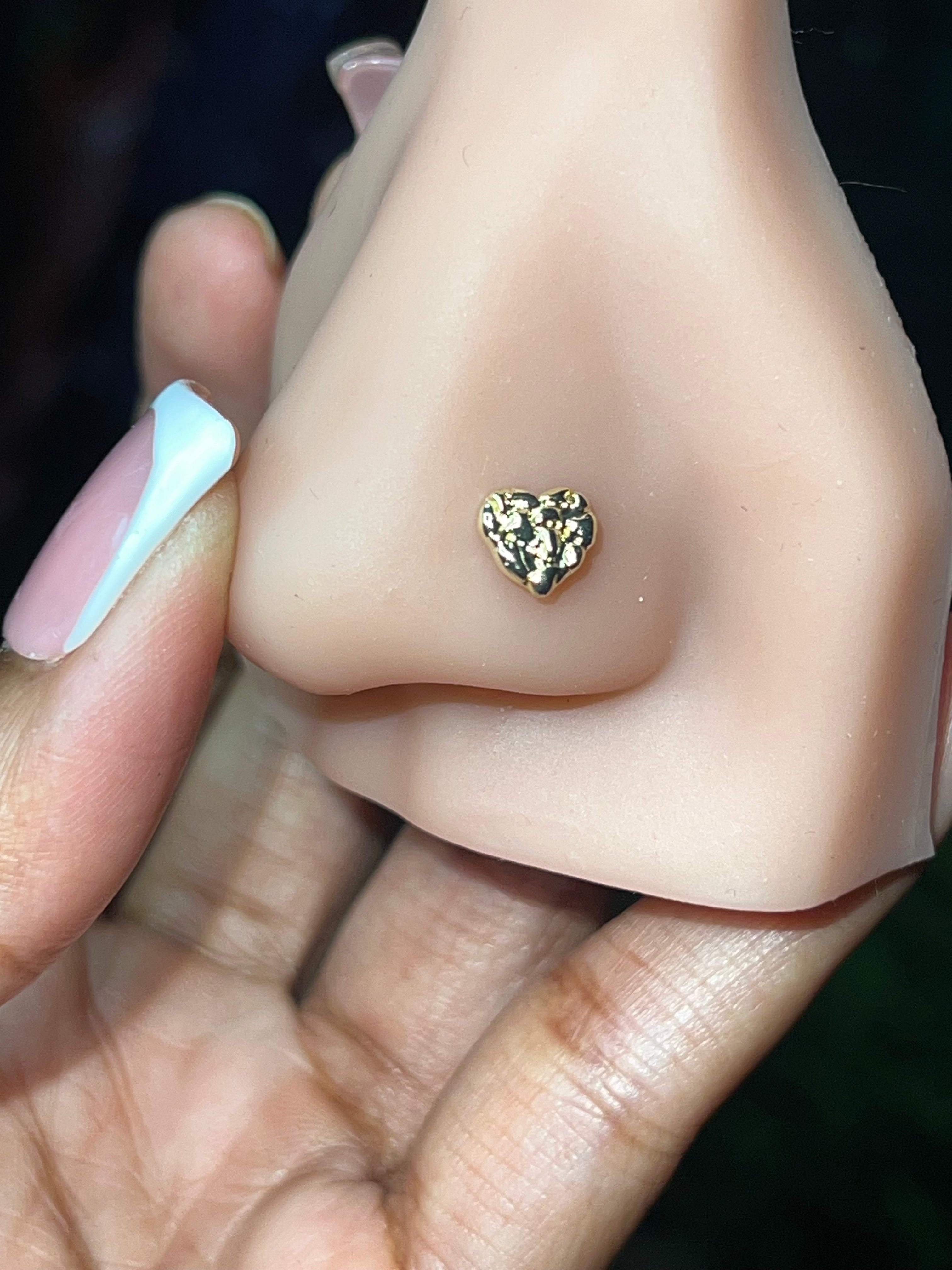 Large heart nugget Nose Ring , L shape