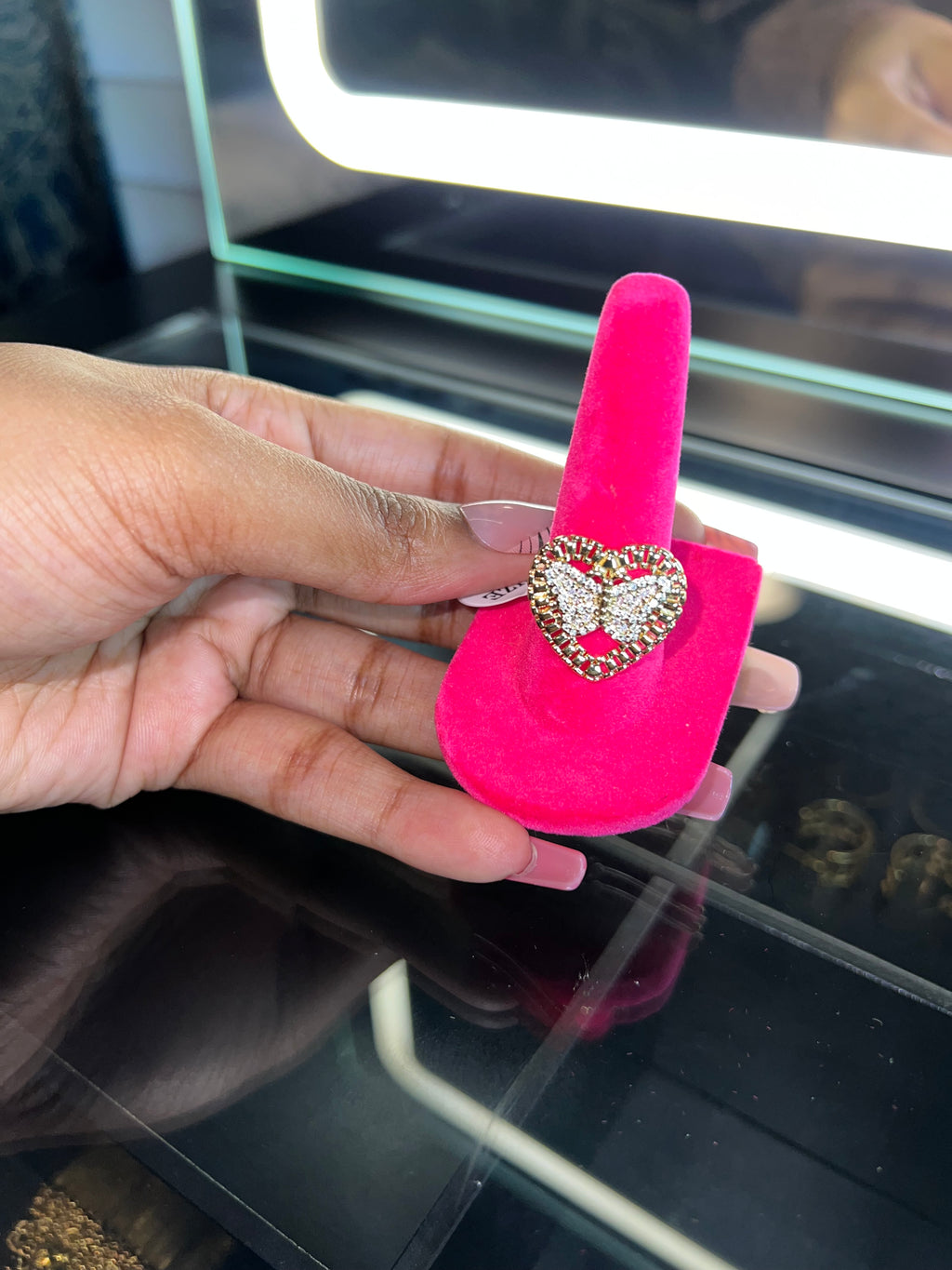 Bling butterfly Rolex heart ring