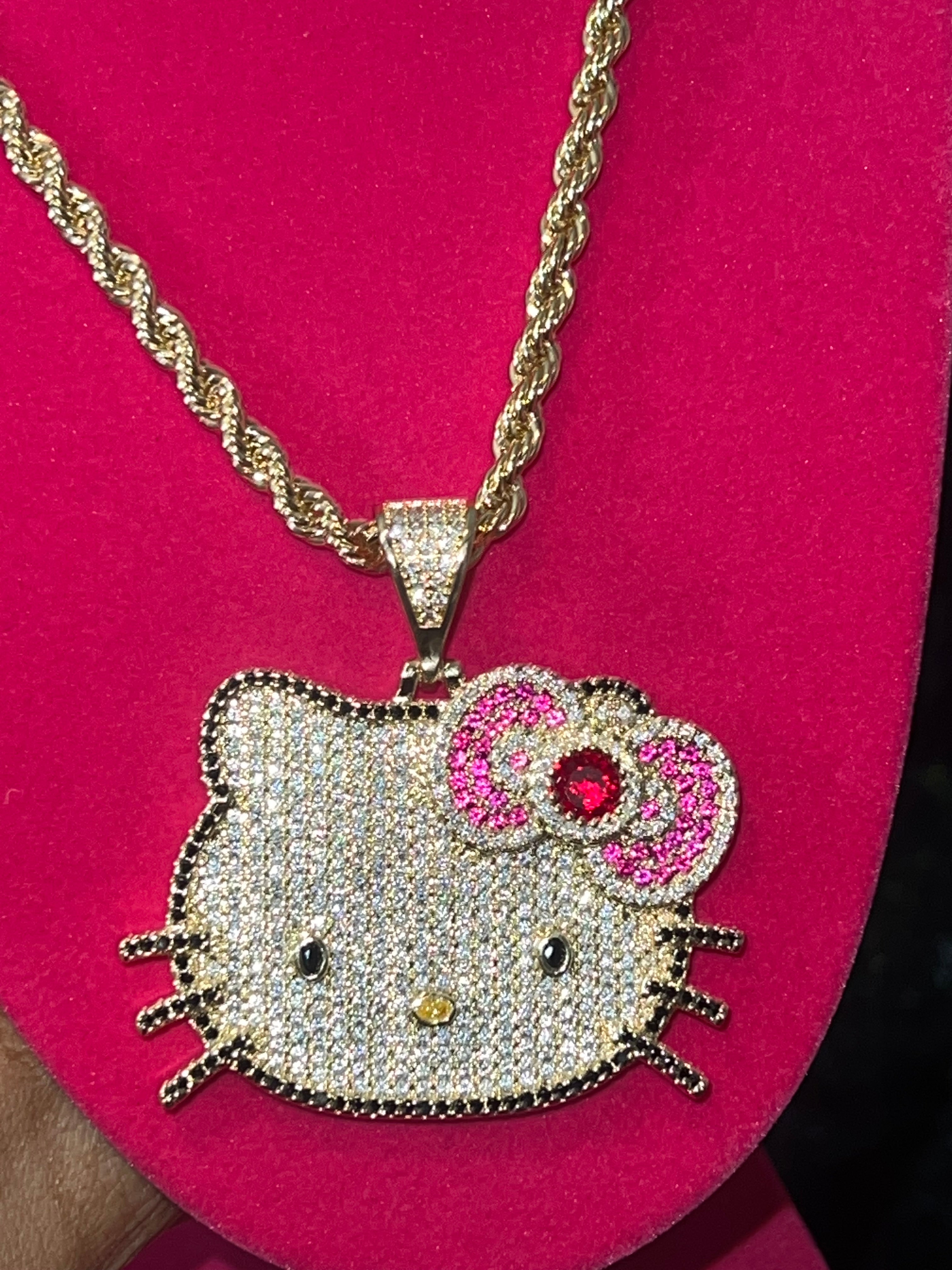 Large Bling Kitty Necklace