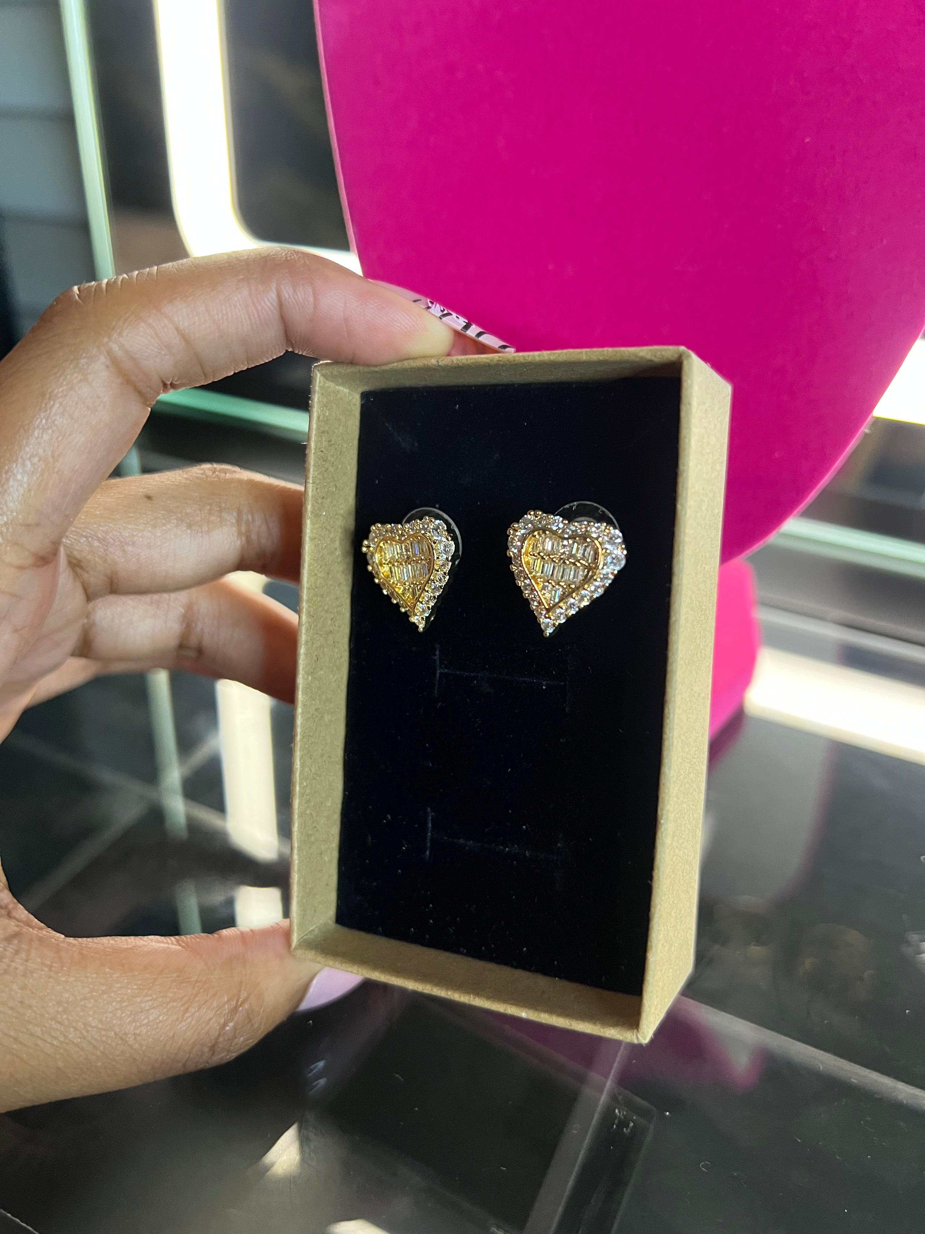 Bling heart studs