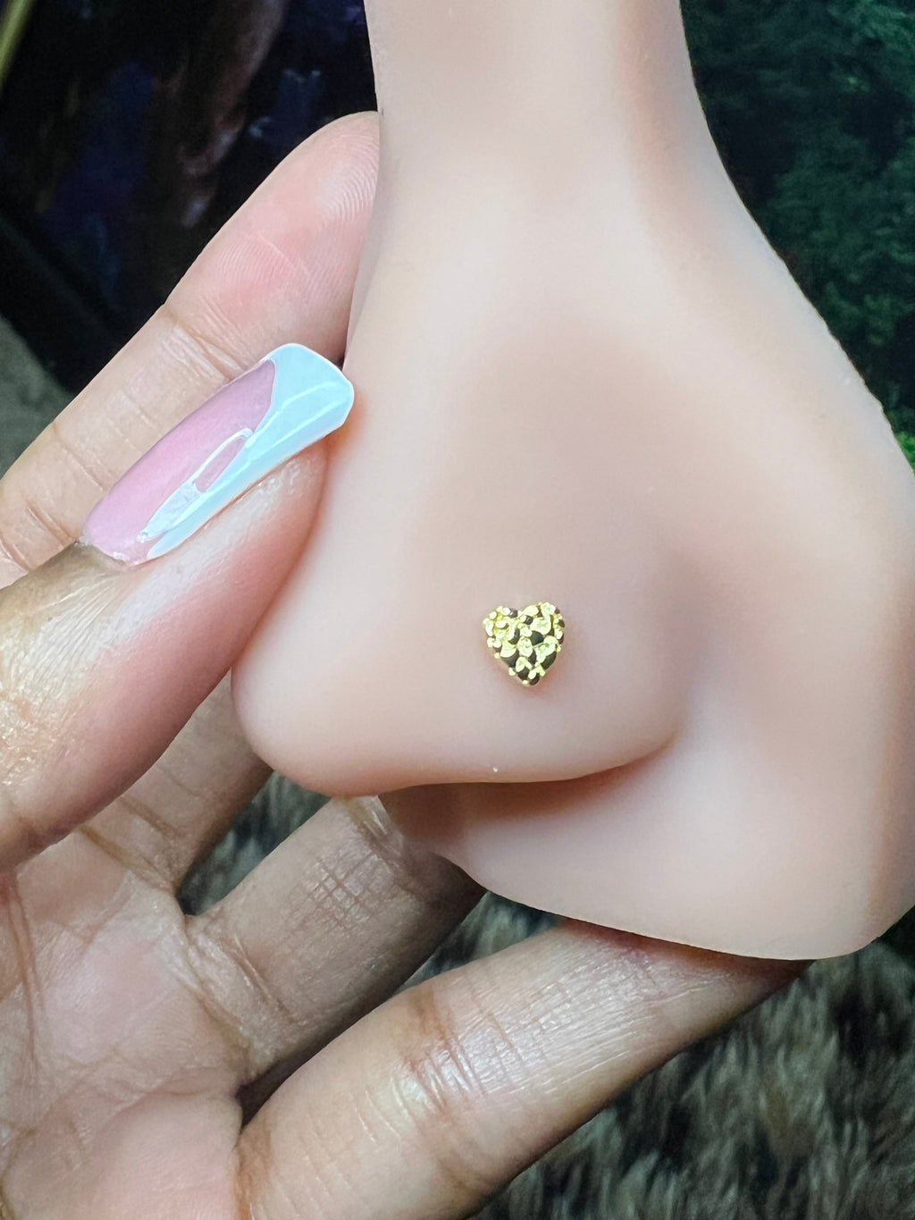 Small Nugget heart Nose ring