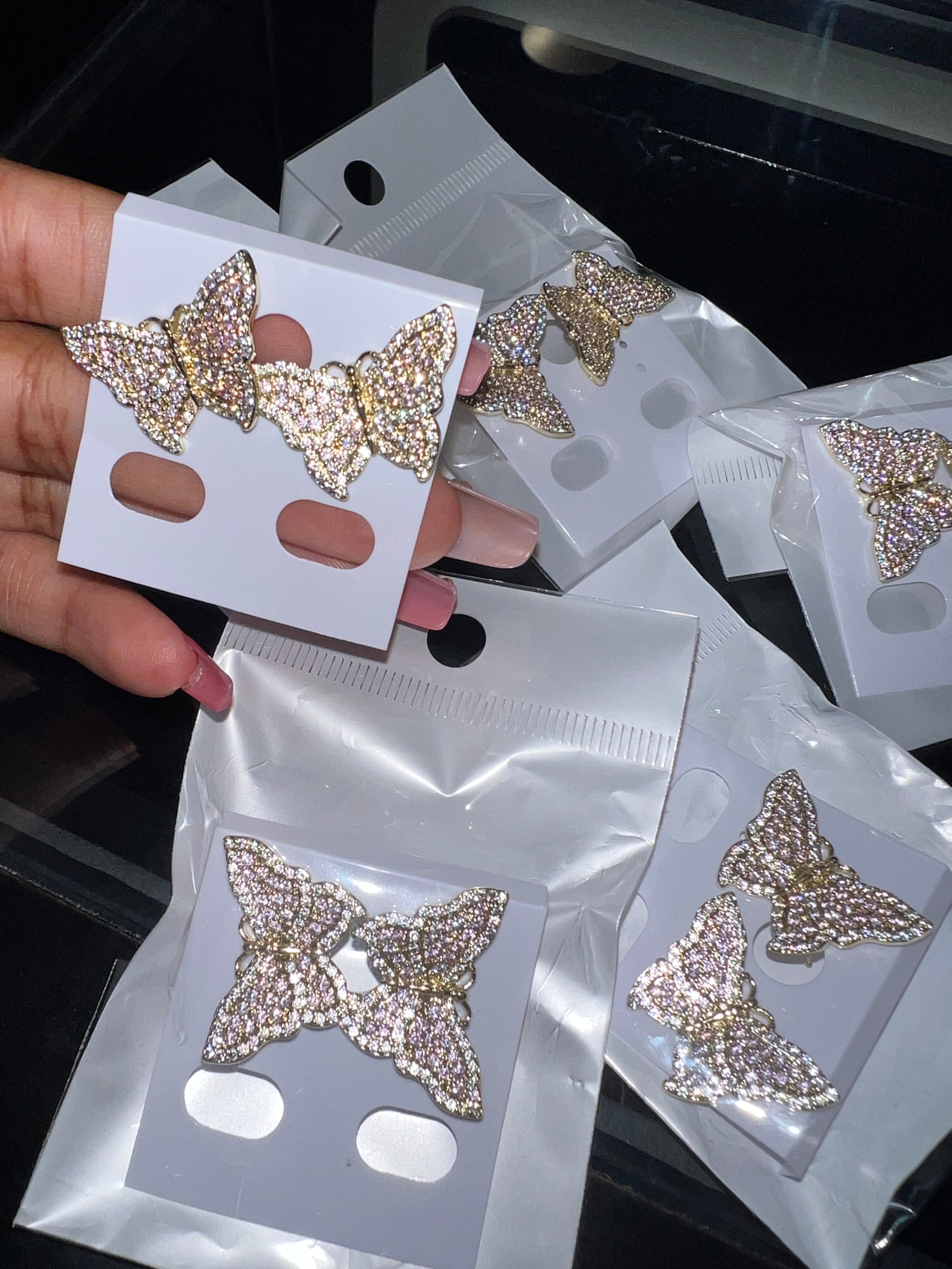 Bling butterfly earrings