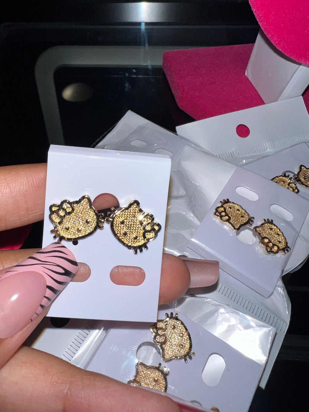 Gold kitty earrings