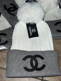 White and Grey C beanie