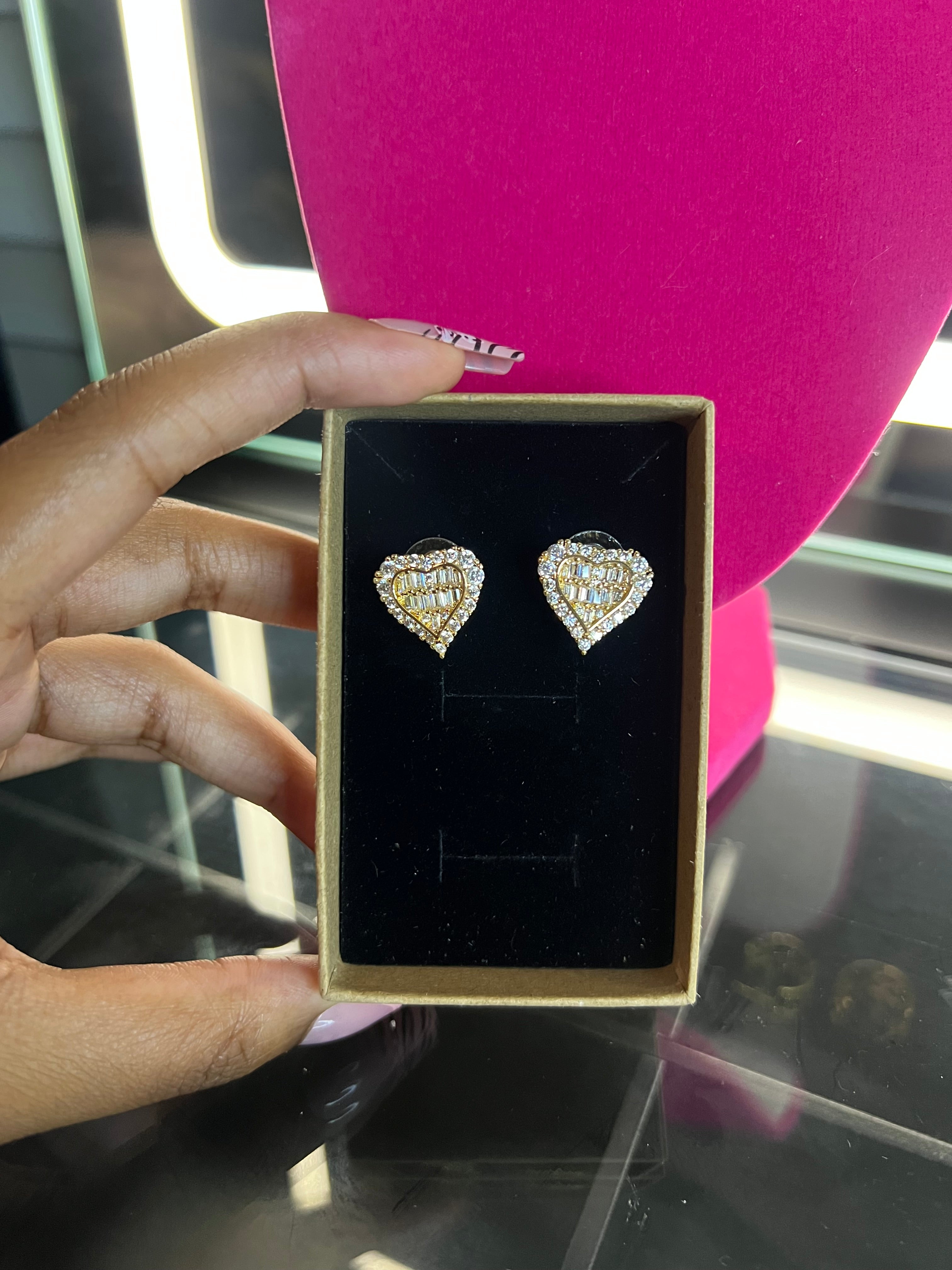 Bling heart studs