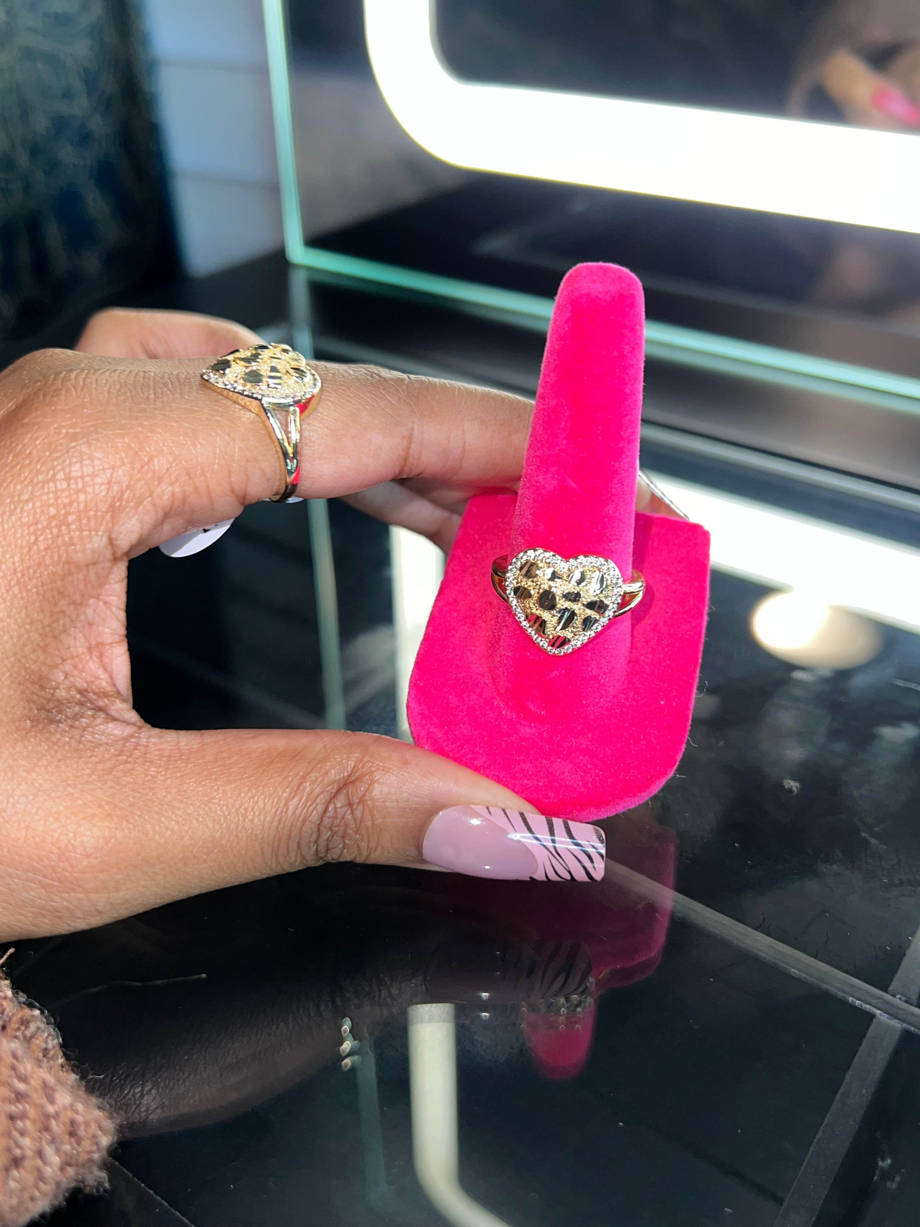 Bling nugget heart ring