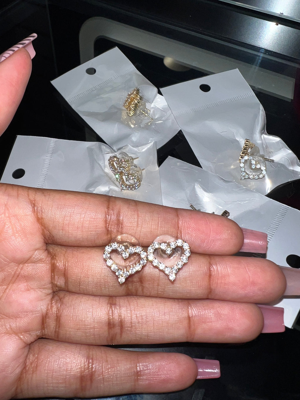 Diamond heart earrings