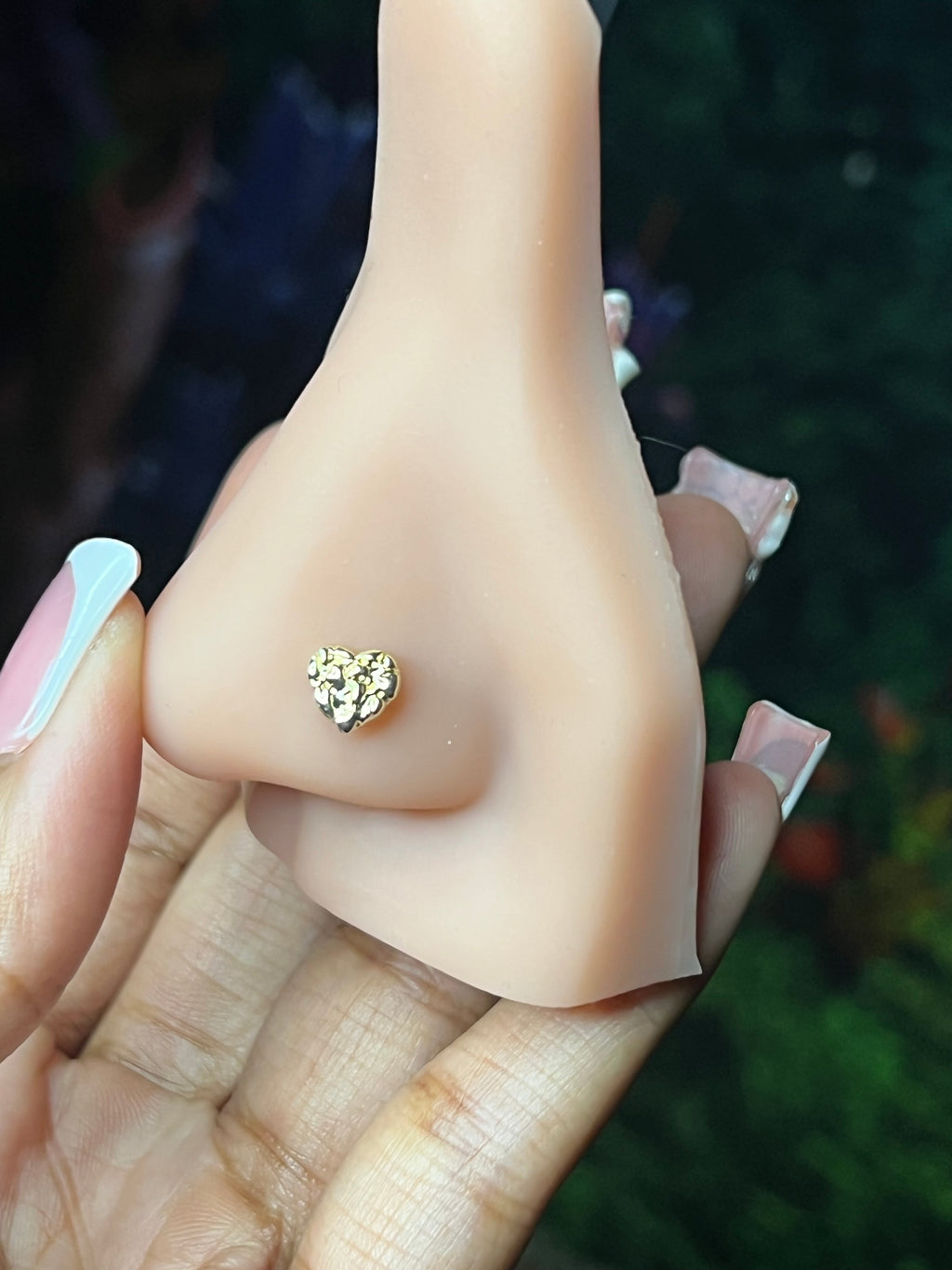 Large heart nugget Nose Ring , L shape