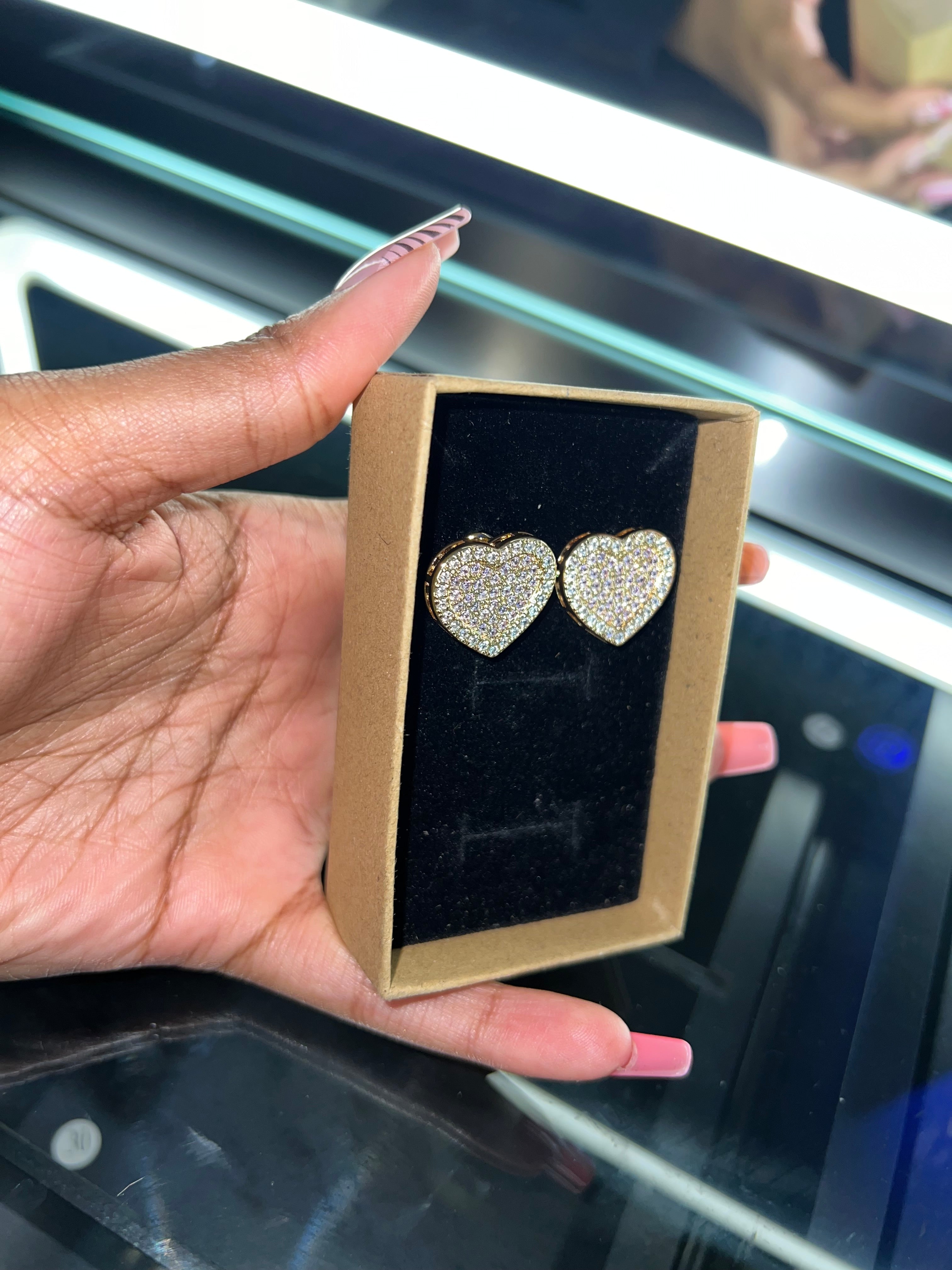 Pink Heart diamond earrings