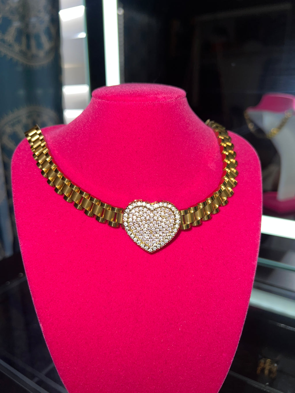 Bling heart Rolex chain