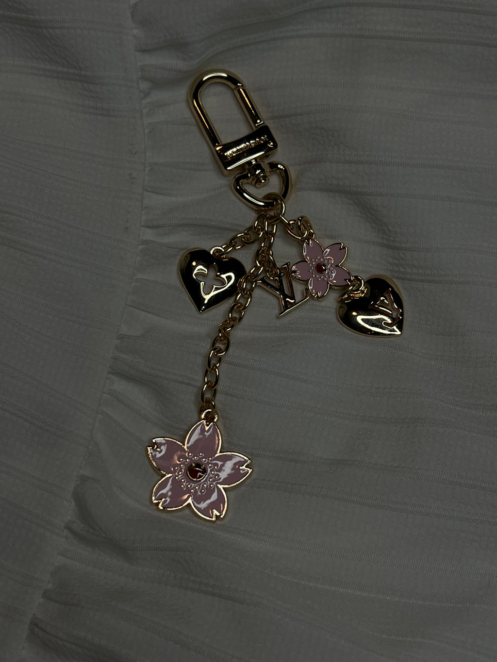 Pink flower keychain/bag charm