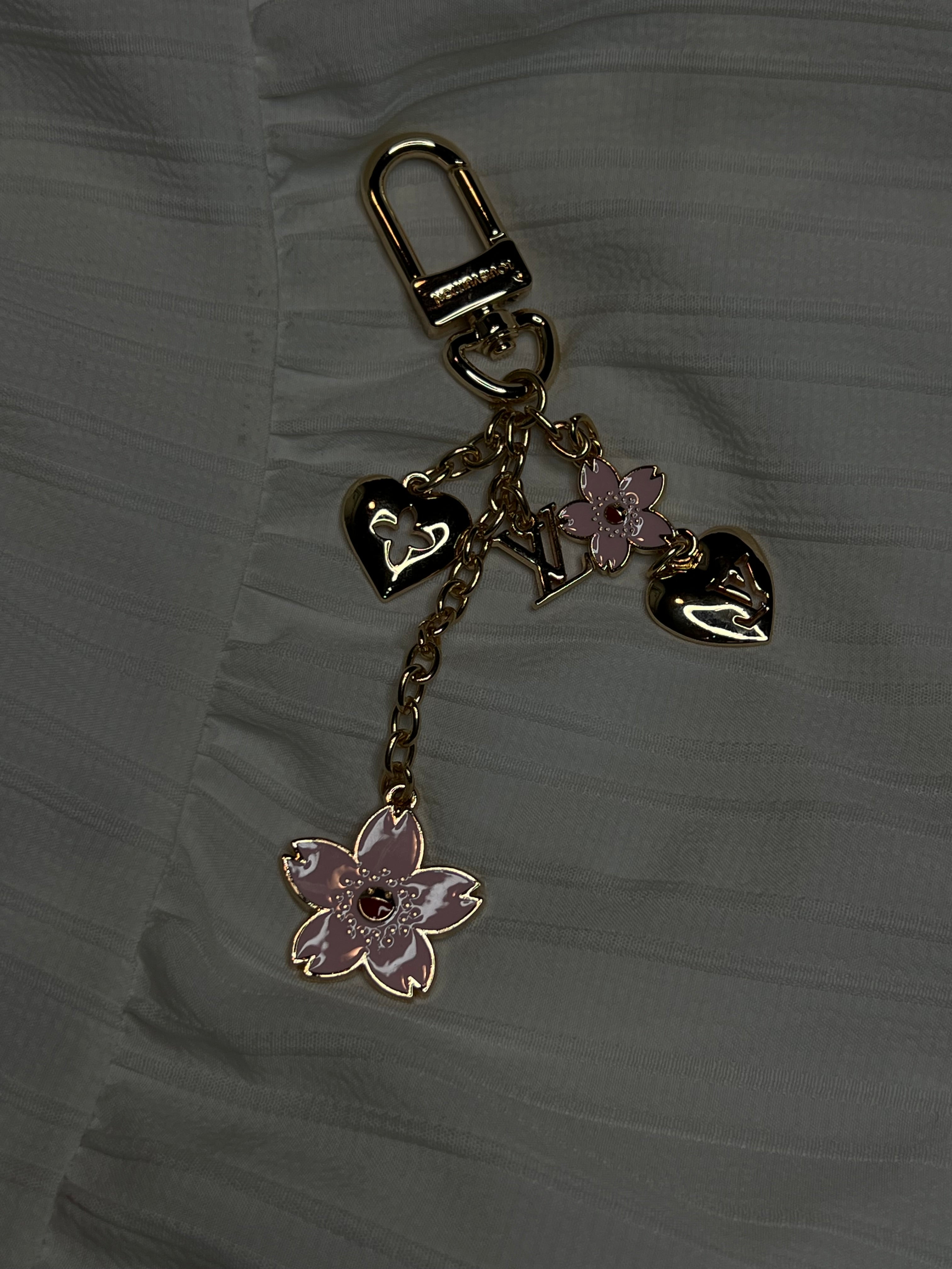 Pink flower keychain/bag charm